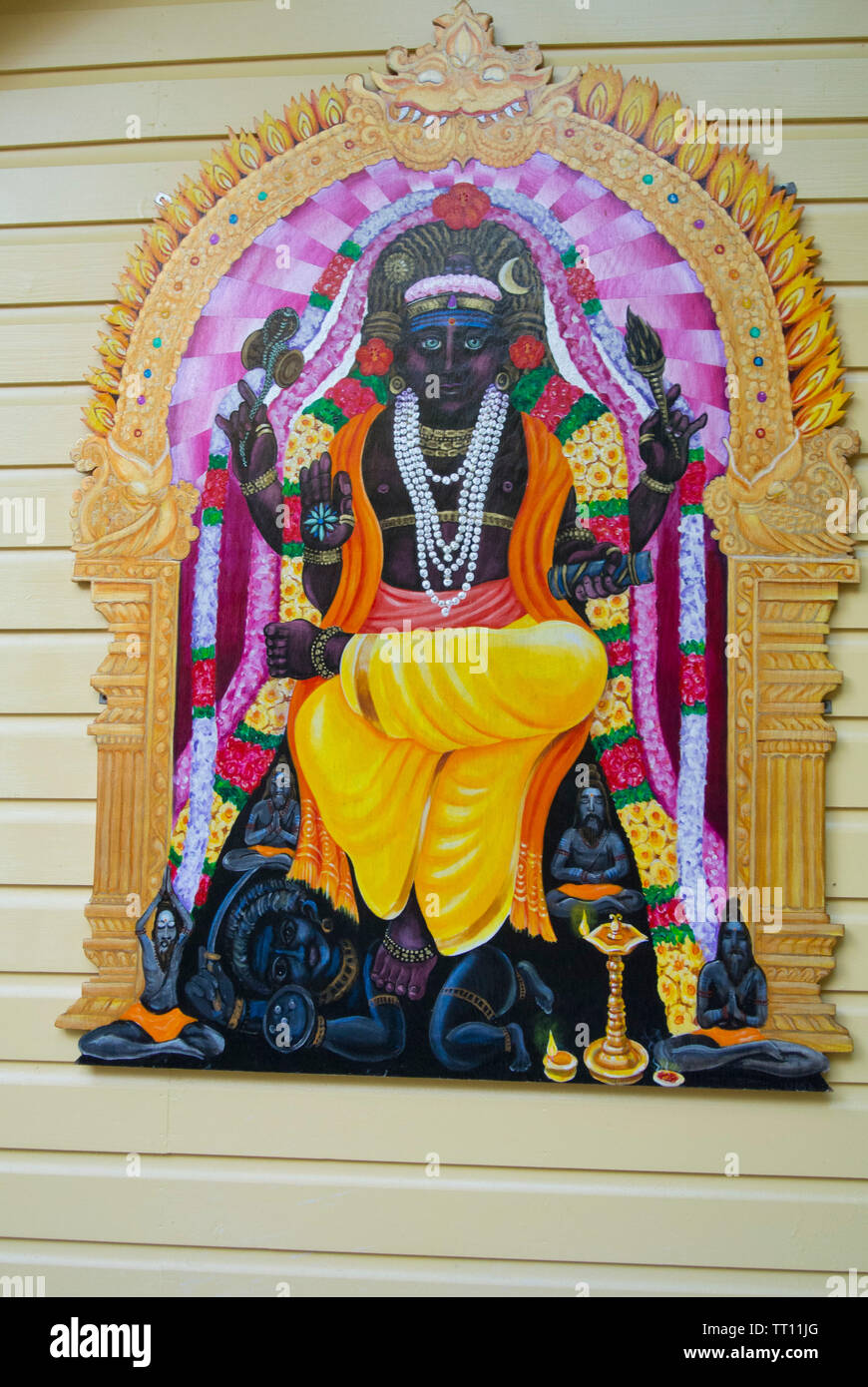 Il Dio indiano mostra in un Ashram di yoga Foto Stock