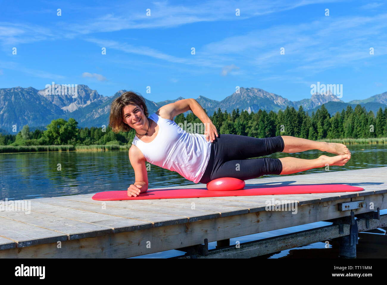 Rafforzamento del corpo con metodo pilates Foto Stock