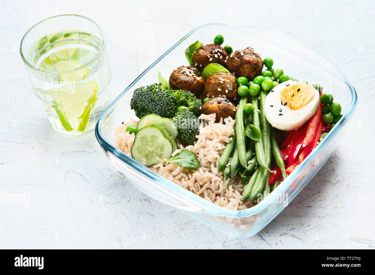 Una sana scatola di pranzo. Stile asiatico cibo. Foto Stock