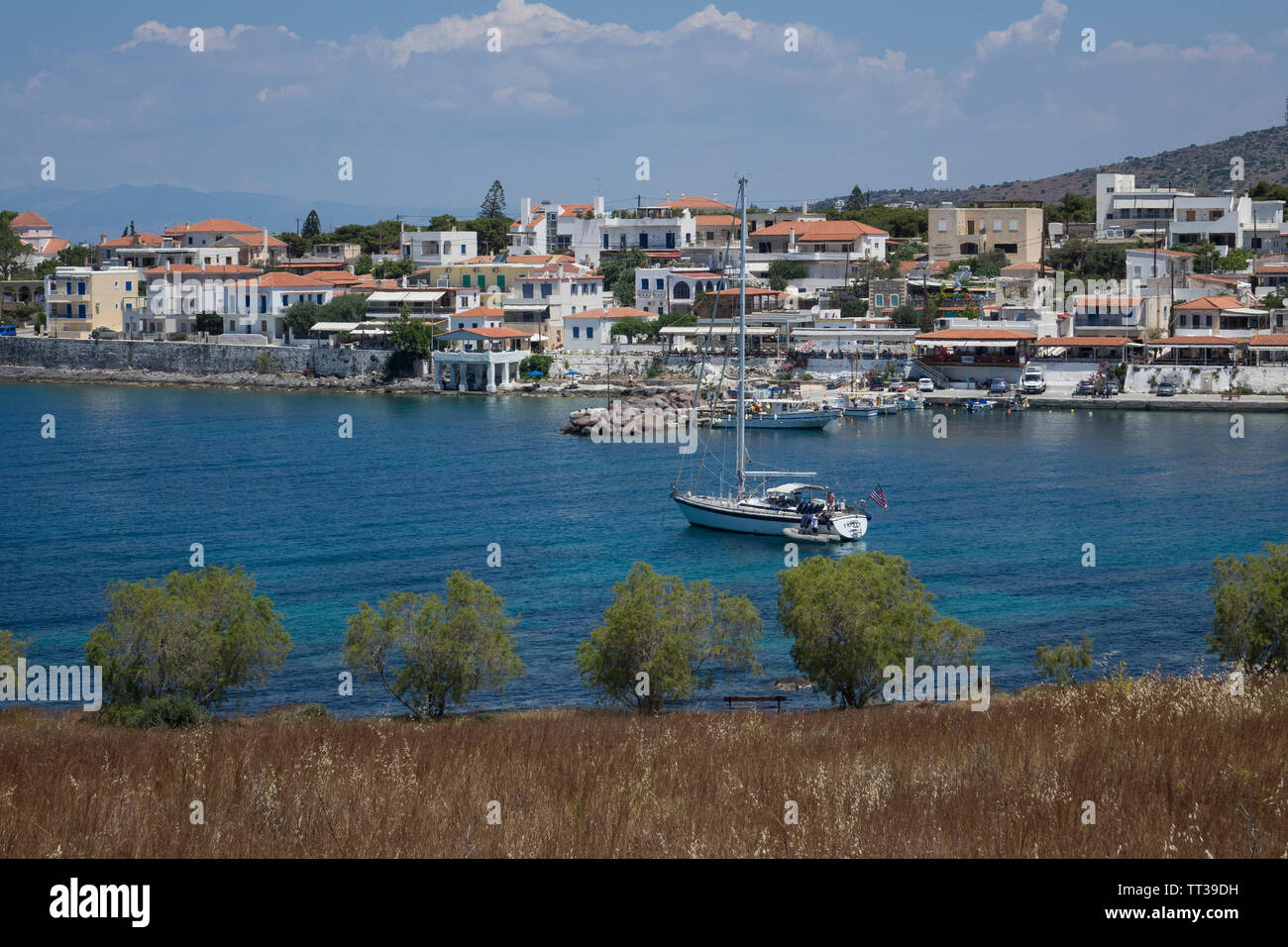 Grecia Isole Saroniche, Egina, Perdika Harbour Foto Stock