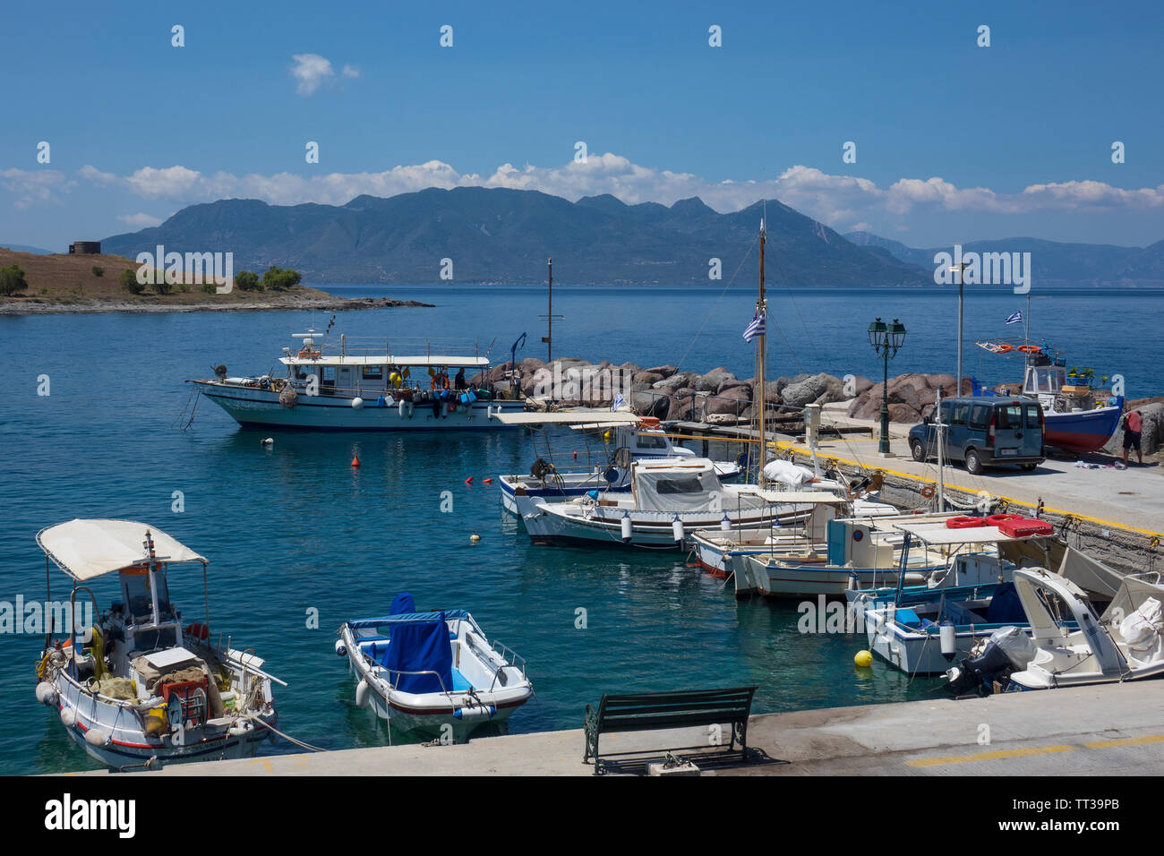 Grecia Isole Saroniche, Egina, Perdika Harbour Foto Stock