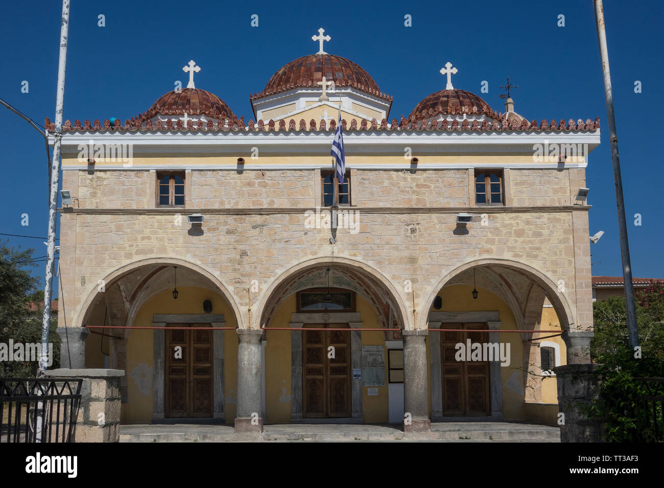 Grecia Isole Saroniche, Aegina town, cattedrale Foto Stock