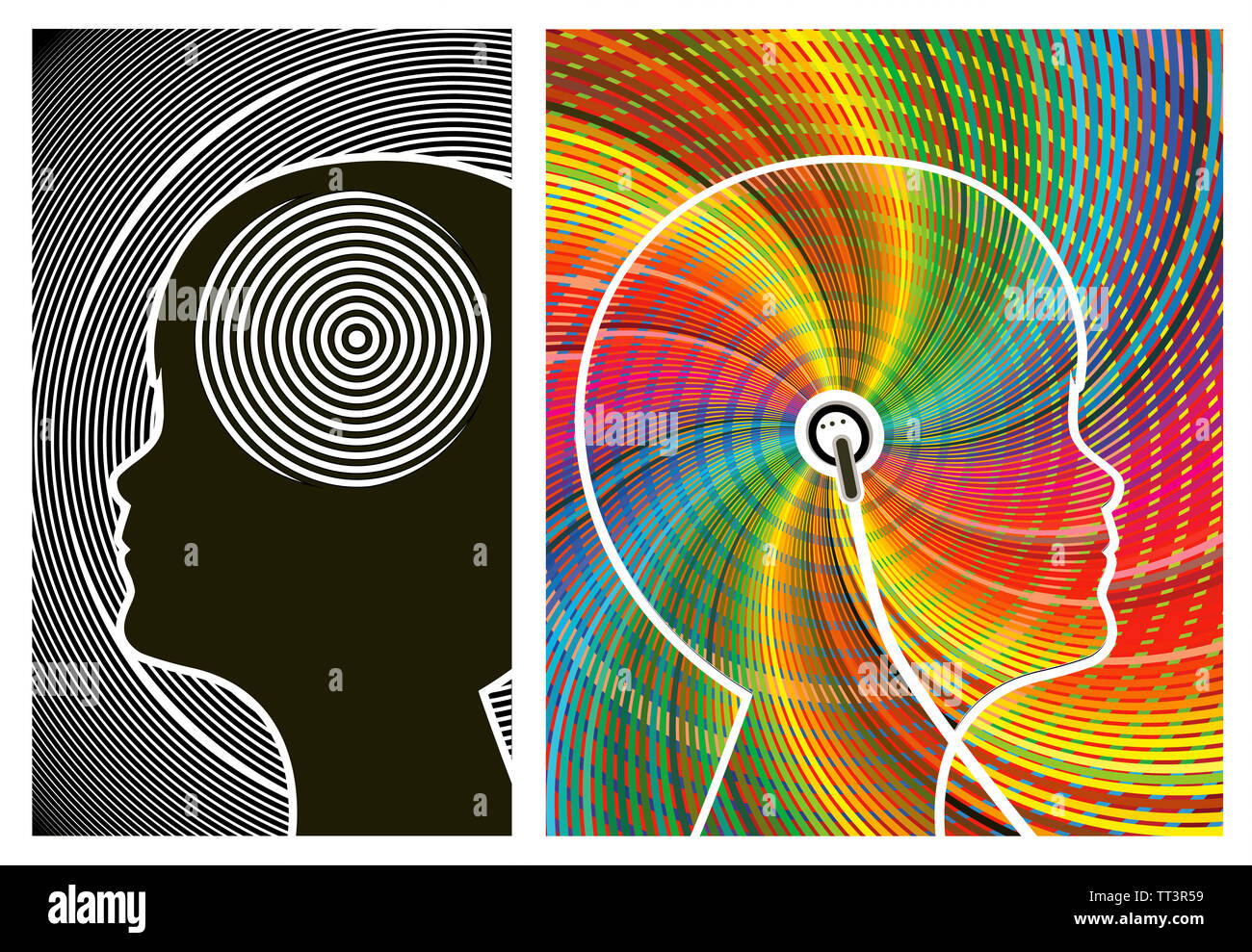 Bambino che sta ascoltando la musica diventa ispirato e abilitata in educazione della prima infanzia Foto Stock