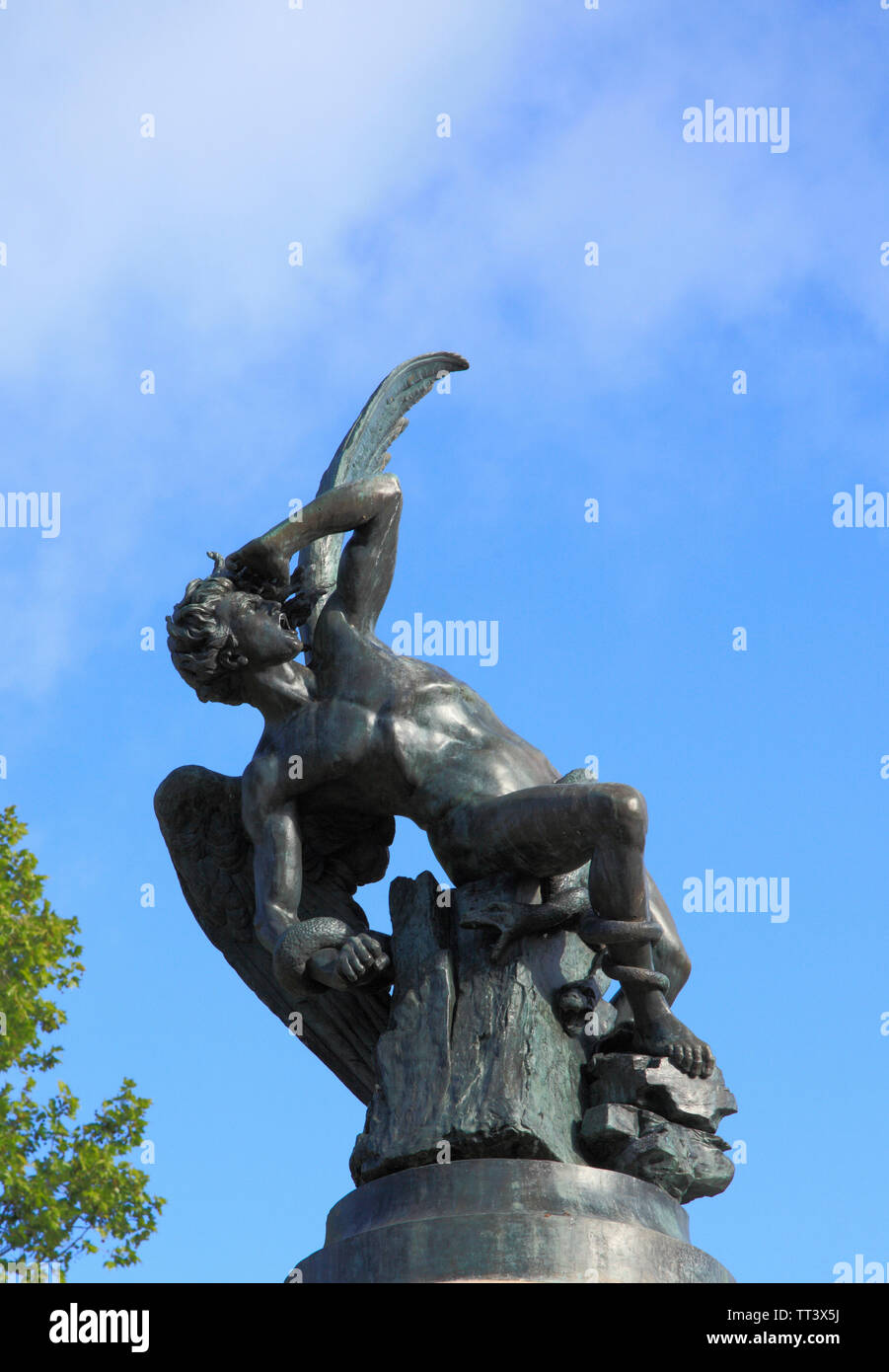 Spagna, Madrid, Parque de El Retiro, Angelo Caduto statua, Foto Stock