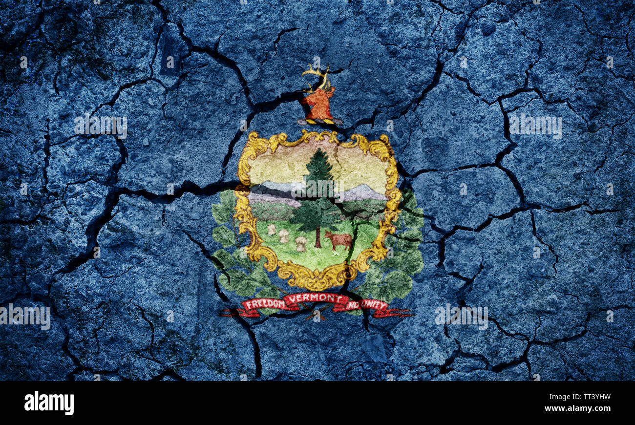 Bandiera del Vermont sulla terra arida terra sfondo texture Foto Stock