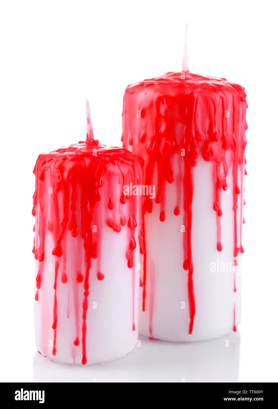 Bloody candele per Halloween holiday, isolato su bianco Foto Stock