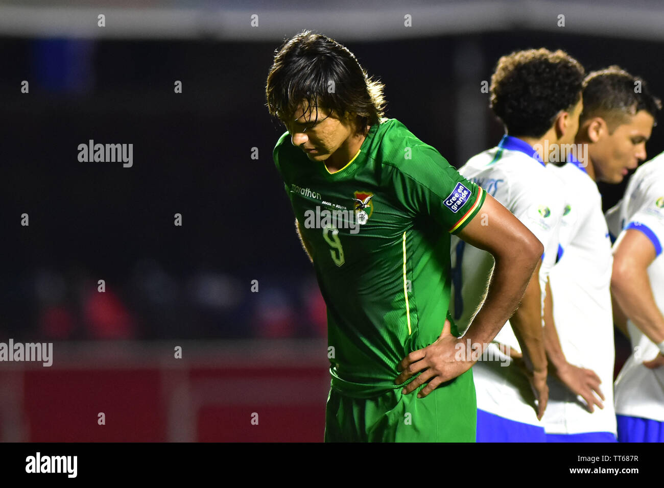 Sao Paulo, Brasile, Giugno 14th, 2019 - Marcelo Moreno della Bolivia - Corrispondenza tra Brasile e Bolivia, validi per il primo turno del gruppo A di CONMEBOL copa América Brasil 2019, svoltasi nello stadio di Morumbi, Zona sud di Sao Paulo, nella notte di questo Venerdì, 14.(Credito: Eduardo Carmim/Alamy Live News) Foto Stock