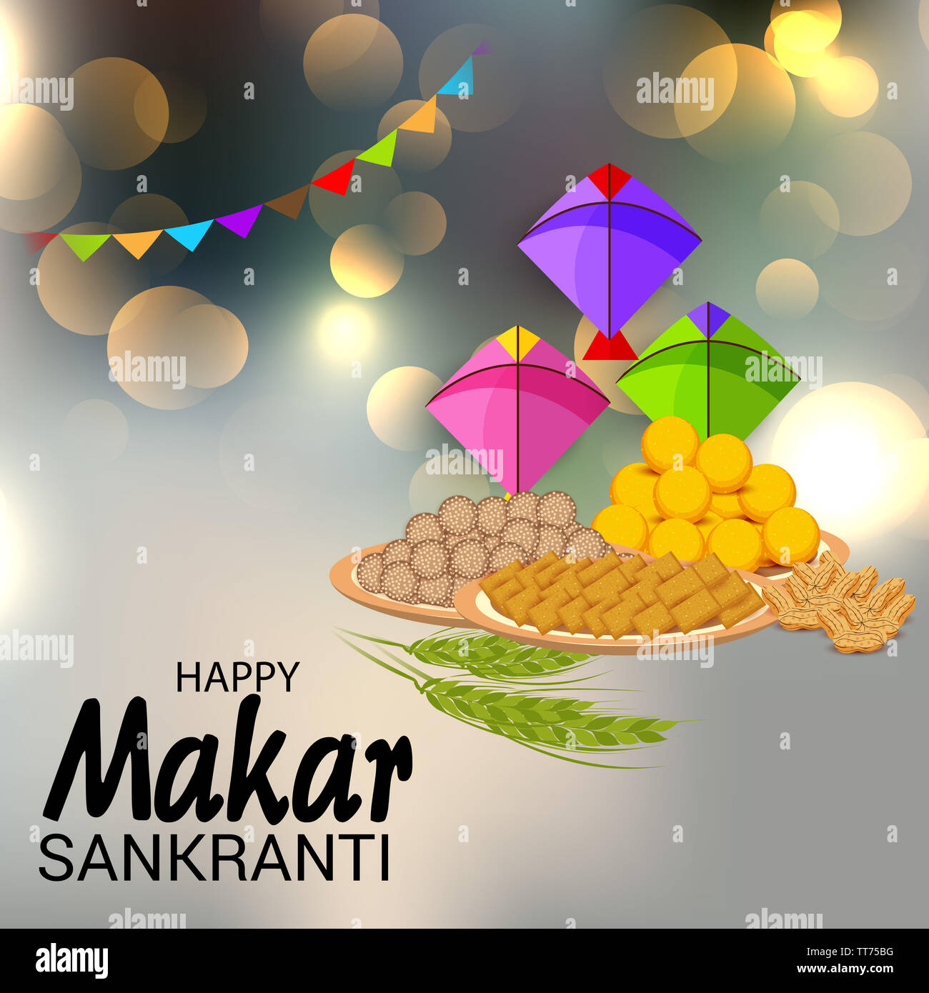 Illustrazione di un sottofondo per Felice Makar Sankranti. Foto Stock