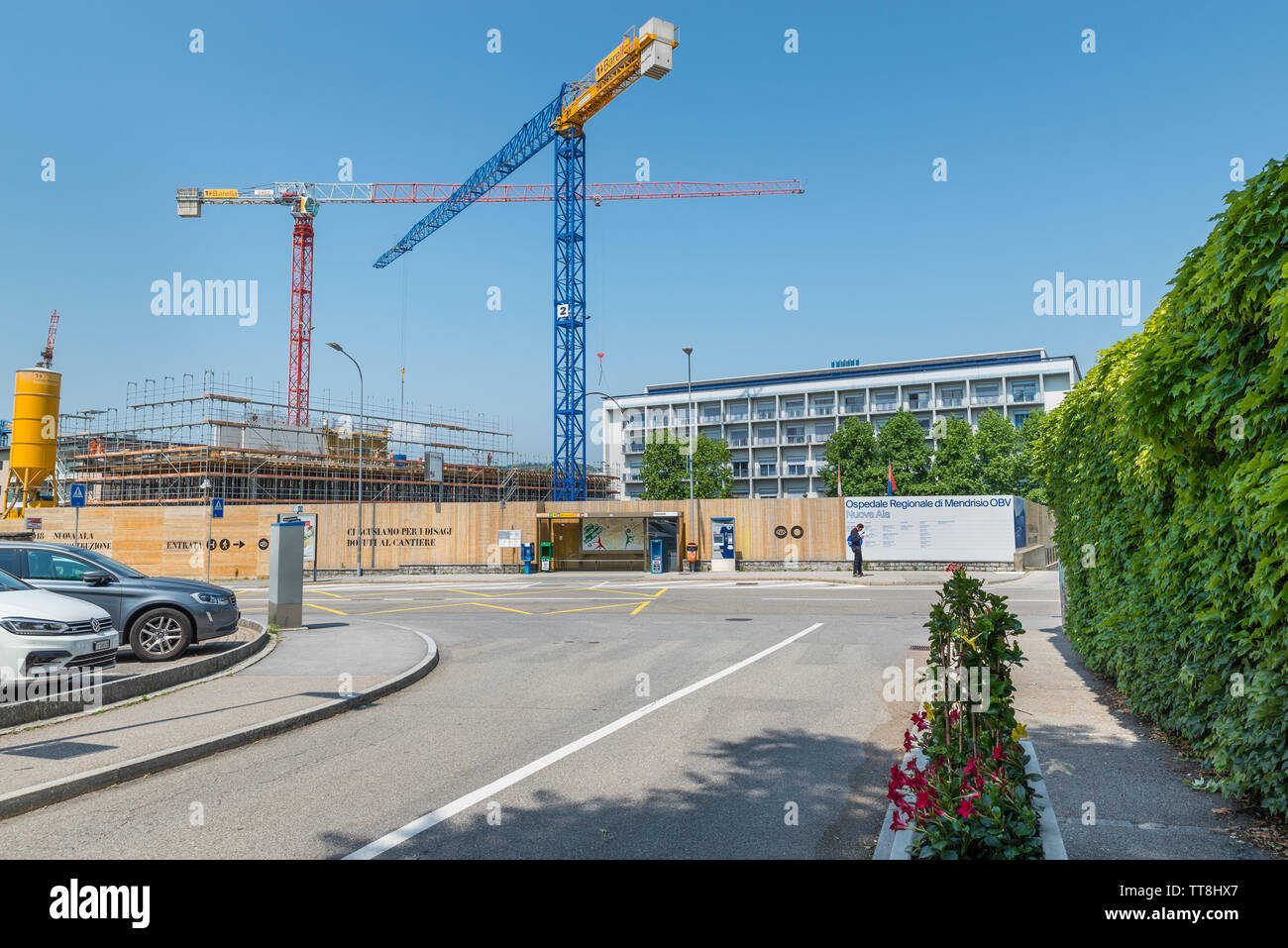 Ospedale di Mendrisio, Svizzera, lavoro di estensione Foto Stock