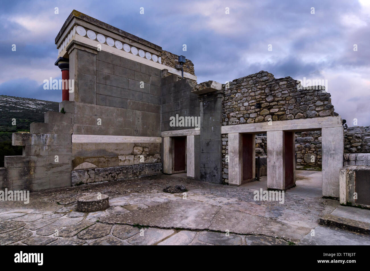 Knossos, Creta - Grecia. Il Palazzo di Cnosso presso il sito archeologico di Cnosso che è la maggiore età del Bronzo sito archeologico a Creta Foto Stock