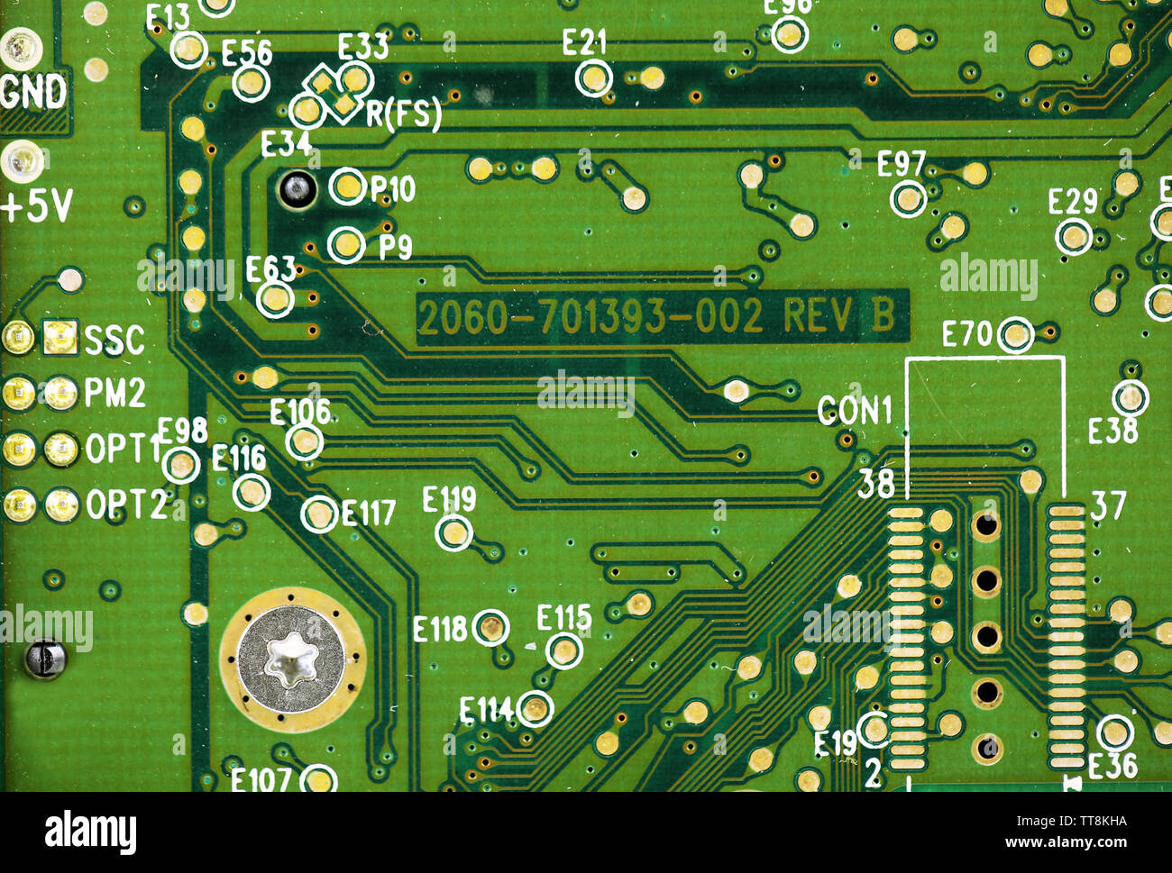 La scheda madre del computer closeup Foto Stock