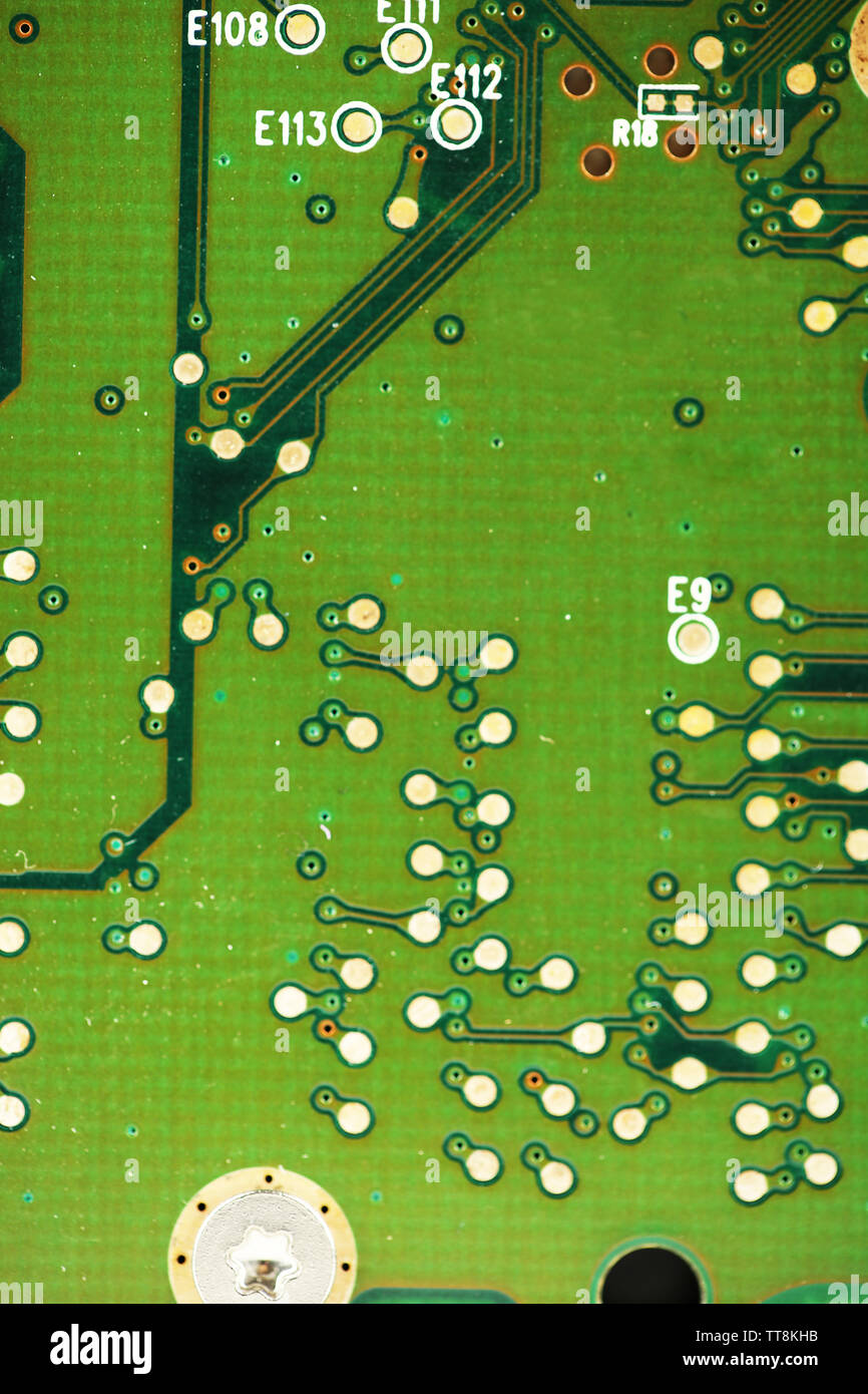 La scheda madre del computer closeup Foto Stock