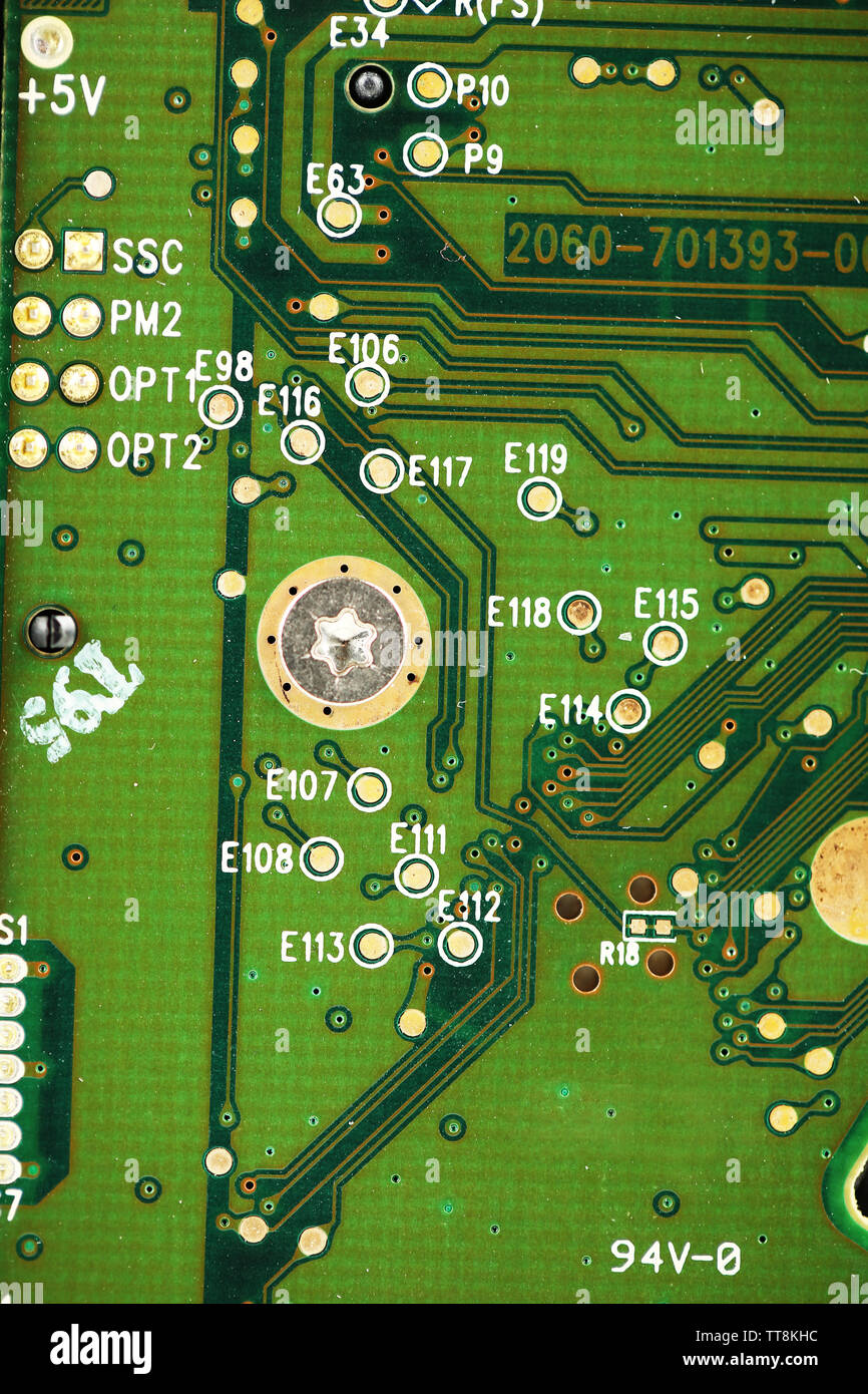 La scheda madre del computer closeup Foto Stock