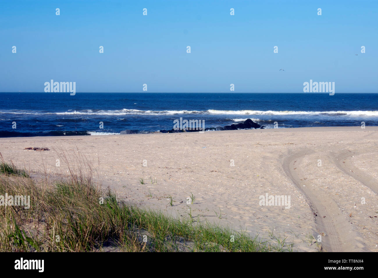 Sandy Hook Beach a Atlantic Highlands, New Jersey, su una bella e soleggiata giornata di primavera -02 Foto Stock