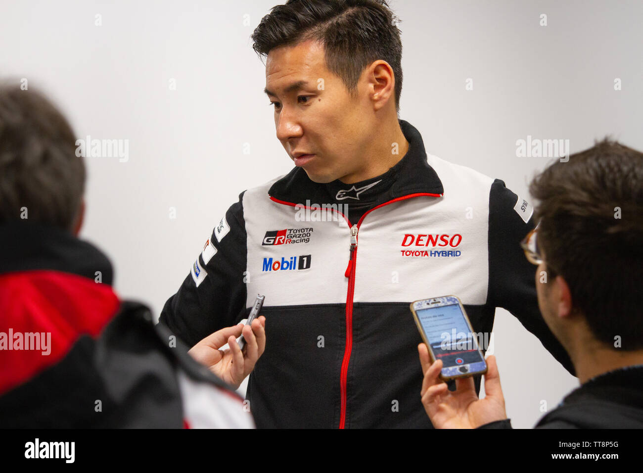 Kamui Kobayashi, Toyota Gazoo Racing Team driver, post qualifiche conferenza stampa, WEC Totale 6 Ore di Spa-Francorchamps 2019. Foto Stock Kamui Kobayashi, Toyota Gazoo Racing Team driver, post qualifiche conferenza stampa, WEC Totale 6 Ore di Spa-Francorchamps 2019. Foto Stock