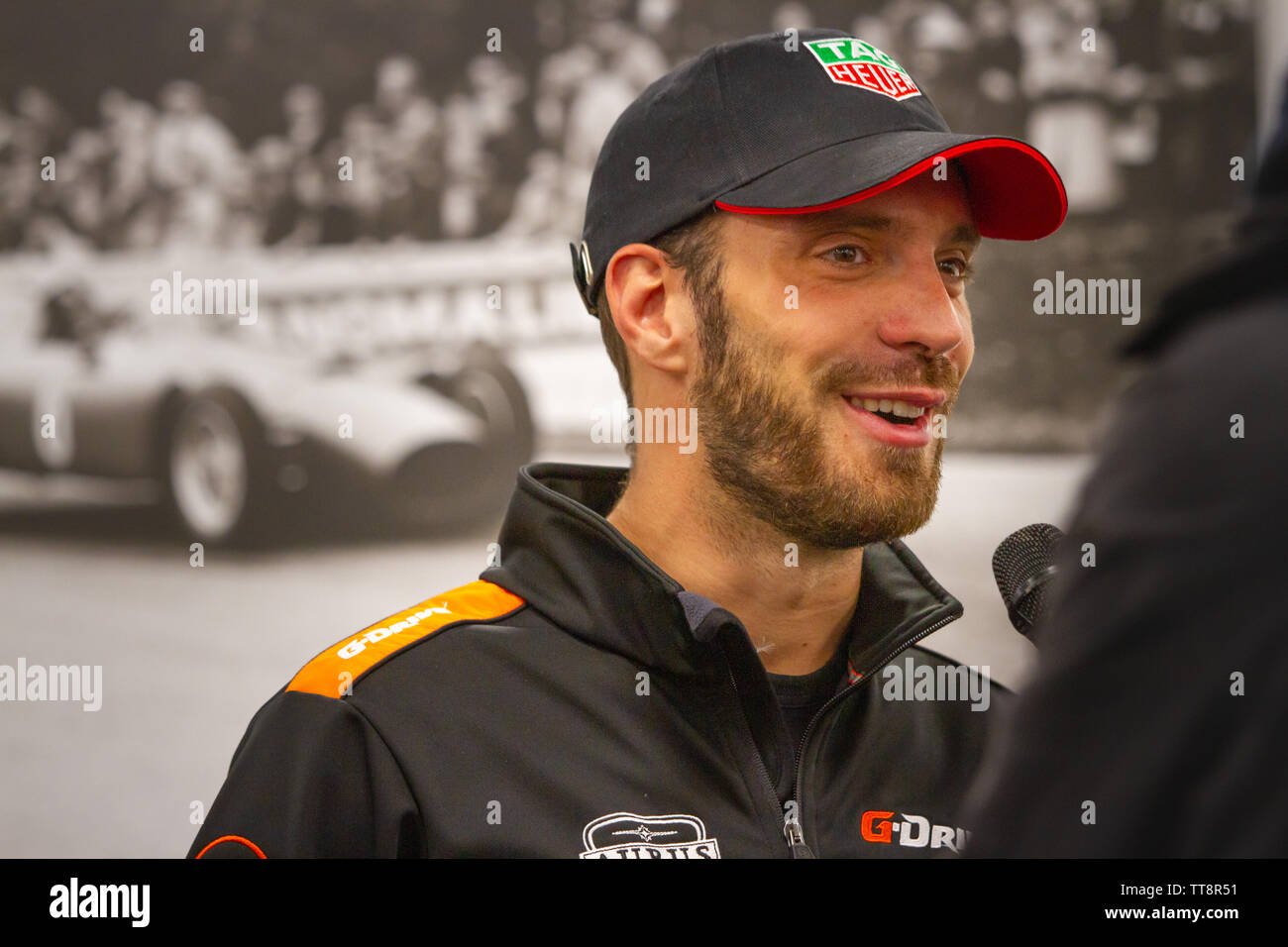 Jean-Eric Vergne, G-Drive Team driver, post qualifiche conferenza stampa, WEC Totale 6 Ore di Spa-Francorchamps 2019. Foto Stock