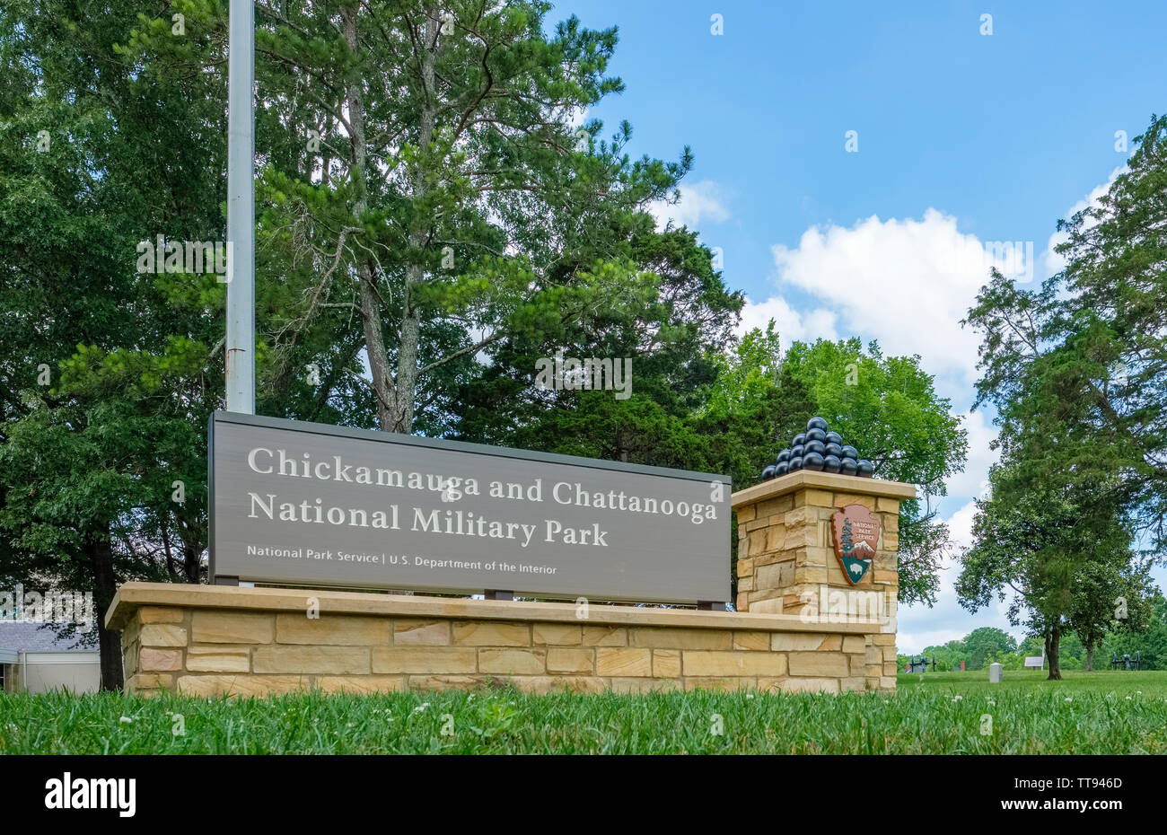 Ingresso segno per Chickamauga & Chattanooga noi campi di battaglia della Guerra Civile parco militare Foto Stock