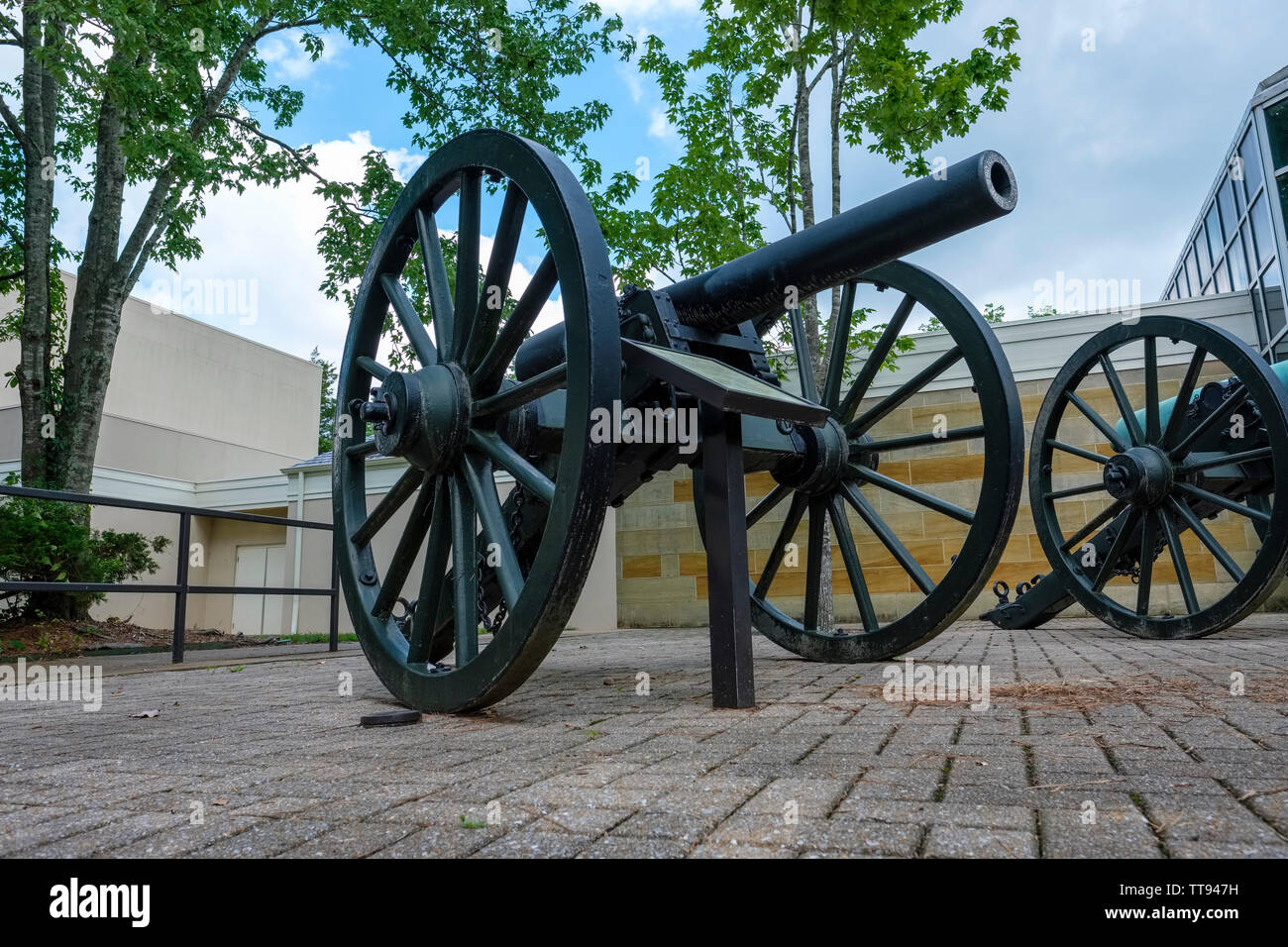 Noi la guerra civile cannon visualizzati al centro visitatori per Chickamauga & Chattanooga noi campi di battaglia della Guerra Civile parco militare Foto Stock