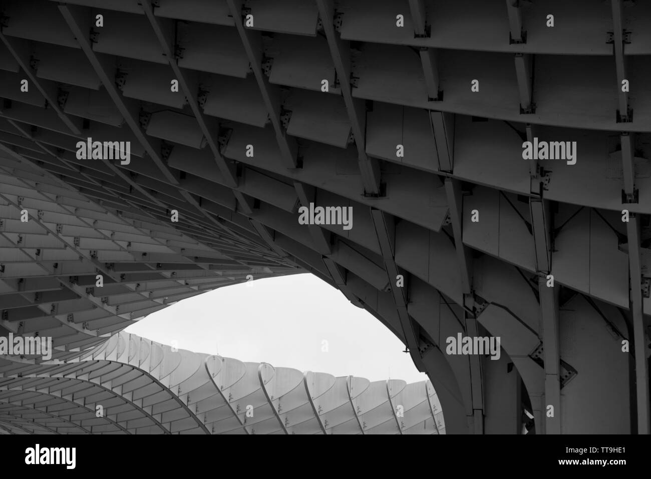 Legno da costruzione architettonica del Metropol parasol a Siviglia, in Andalusia Spagna. Progettato dall'architetto tedesco Jürgen Mayer, premiato con il red dot de Foto Stock