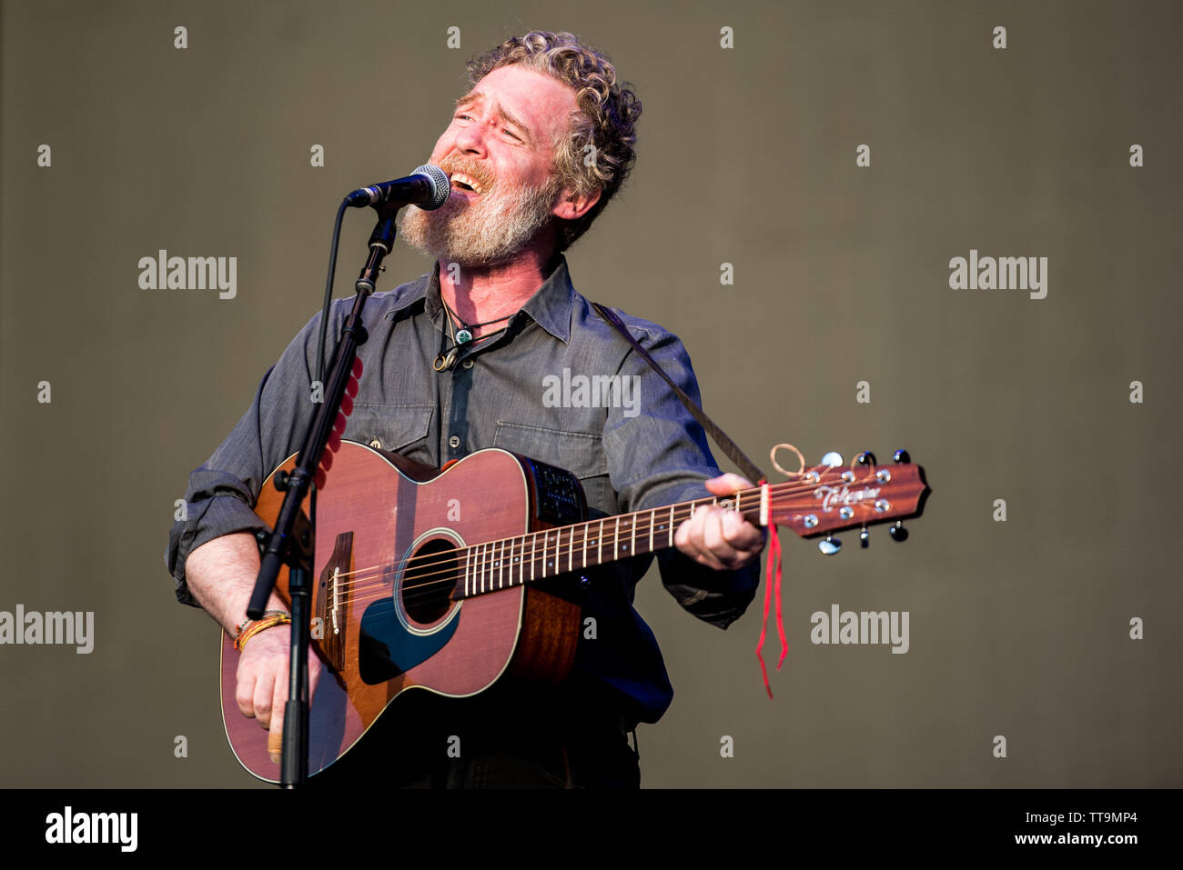 Il cantante irlandese Glen Hansard suonare dal vivo sul palco a Firenze rocce festival 2019 a Firenze, Italia, apertura di Eddie Vedder Foto Stock