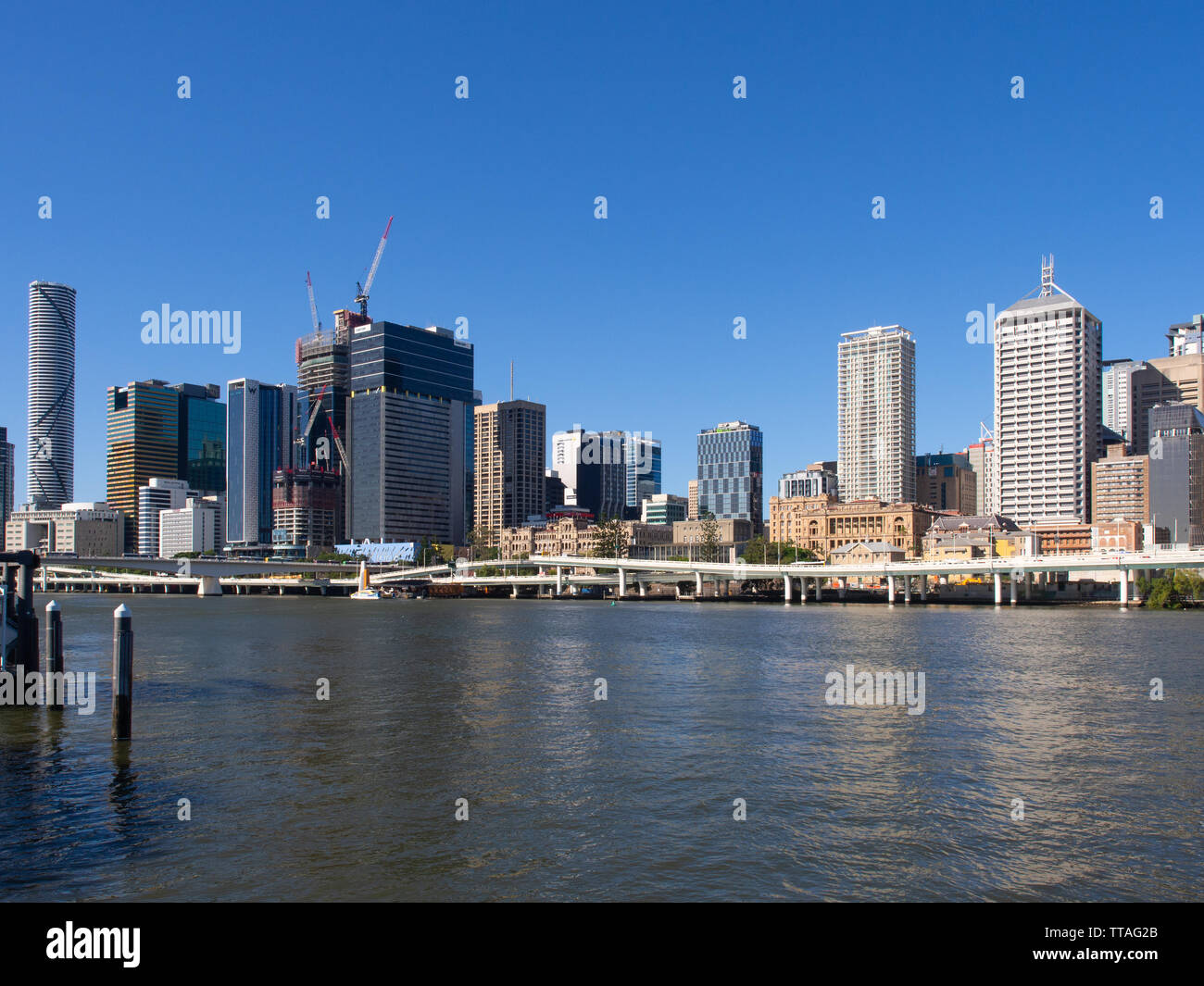 Brisbane Cityscape di tutto il Fiume Brisbane Foto Stock