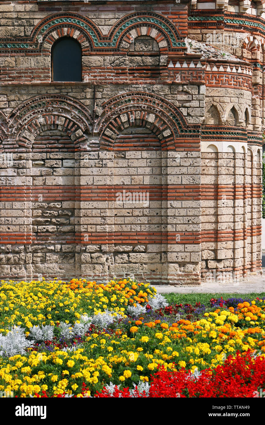 Chiesa di Cristo Pantocratore dettaglio parete Nessebar Bulgaria Foto Stock