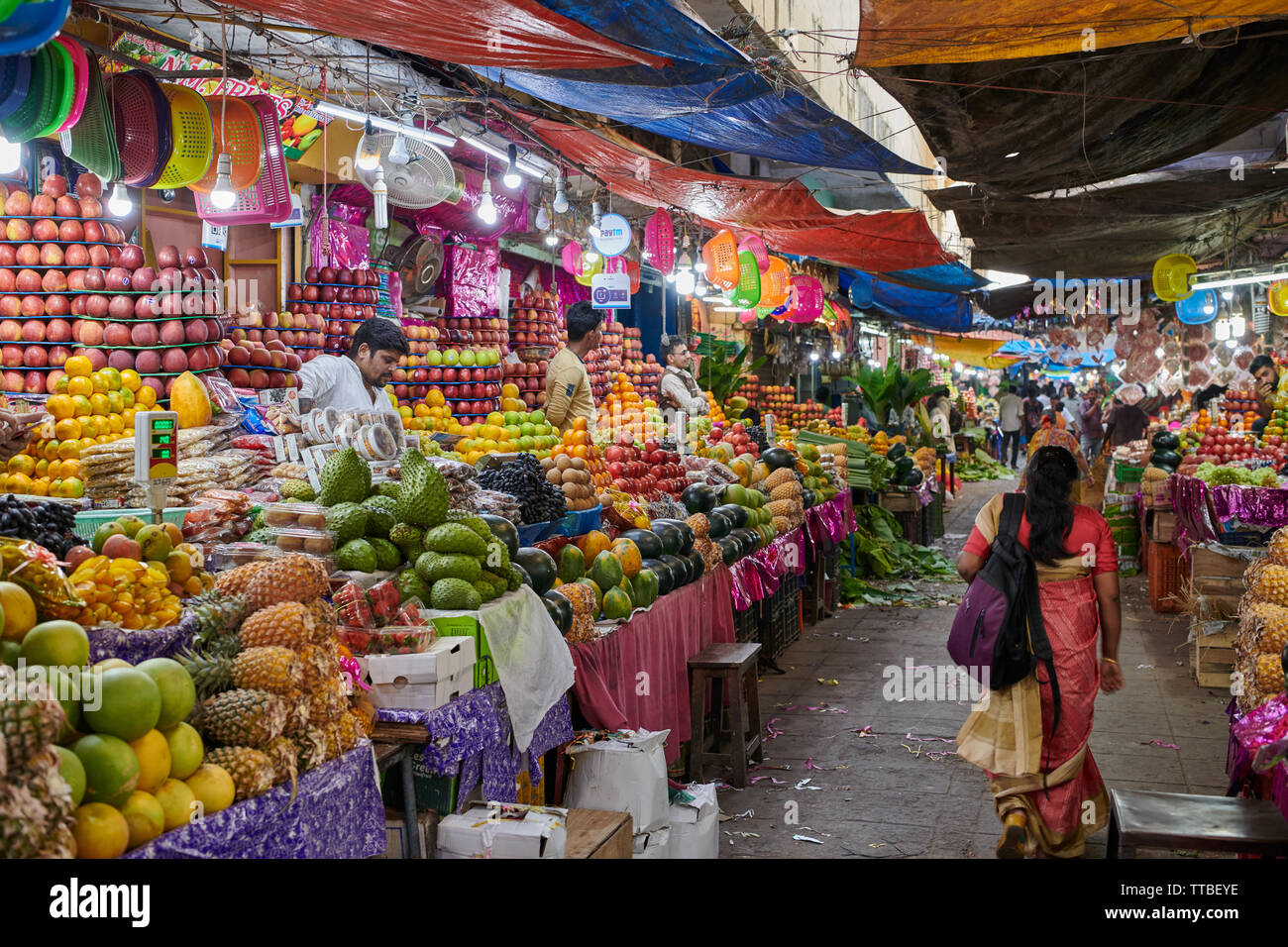 Devaraja mercato di frutta e verdura, Mysore, Karnataka, India Foto Stock