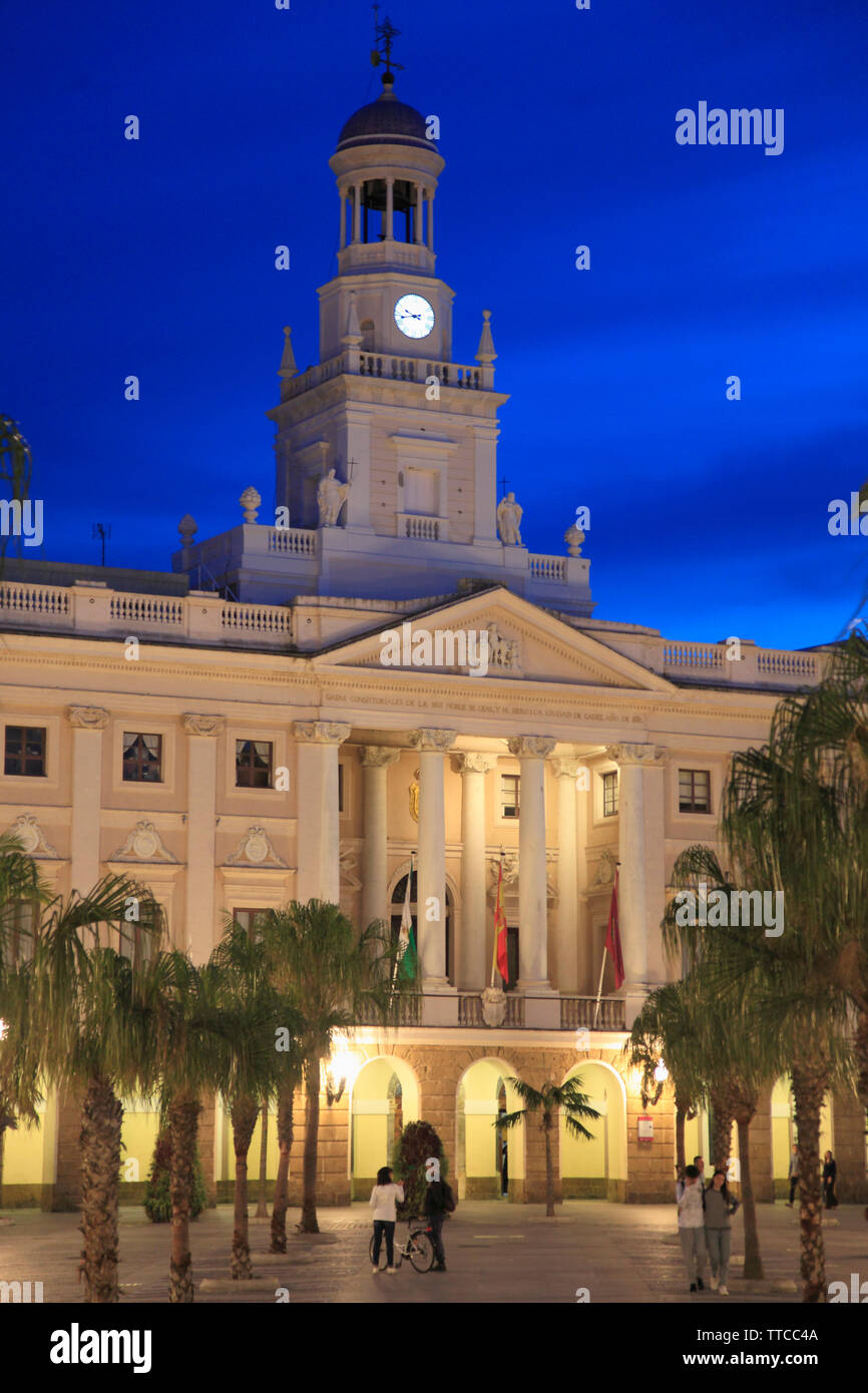 Spagna, Andalusia Cadiz, Plaza San Juan de Dios, Municipio Ayuntamiento, Foto Stock