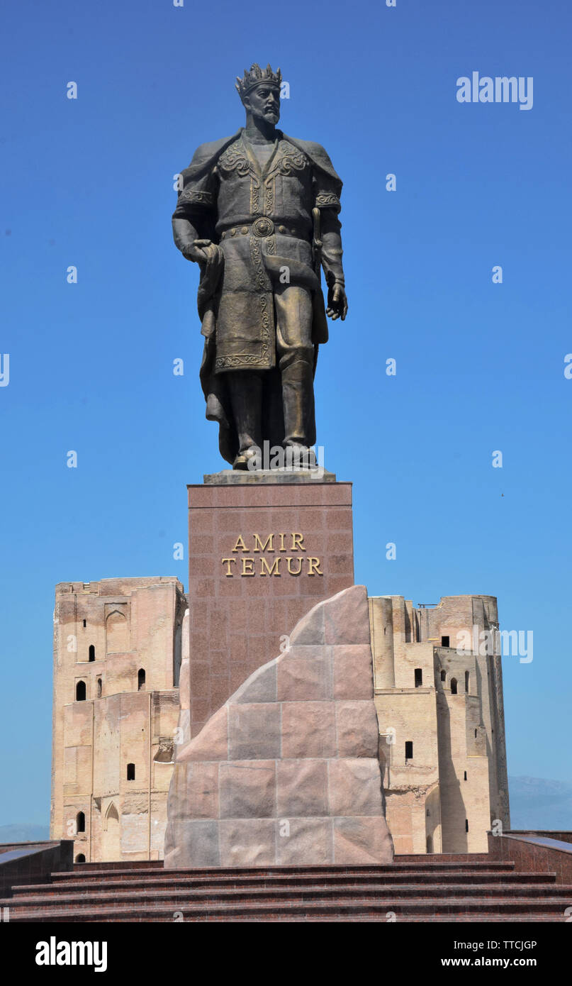 Emir Timur (Tamerlane) e il suo palazzo bianco (Ak-Saray) Foto Stock