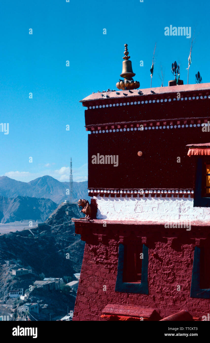 Tetto del Palazzo Rosso,Potala,Lhasa,Tibet Foto Stock