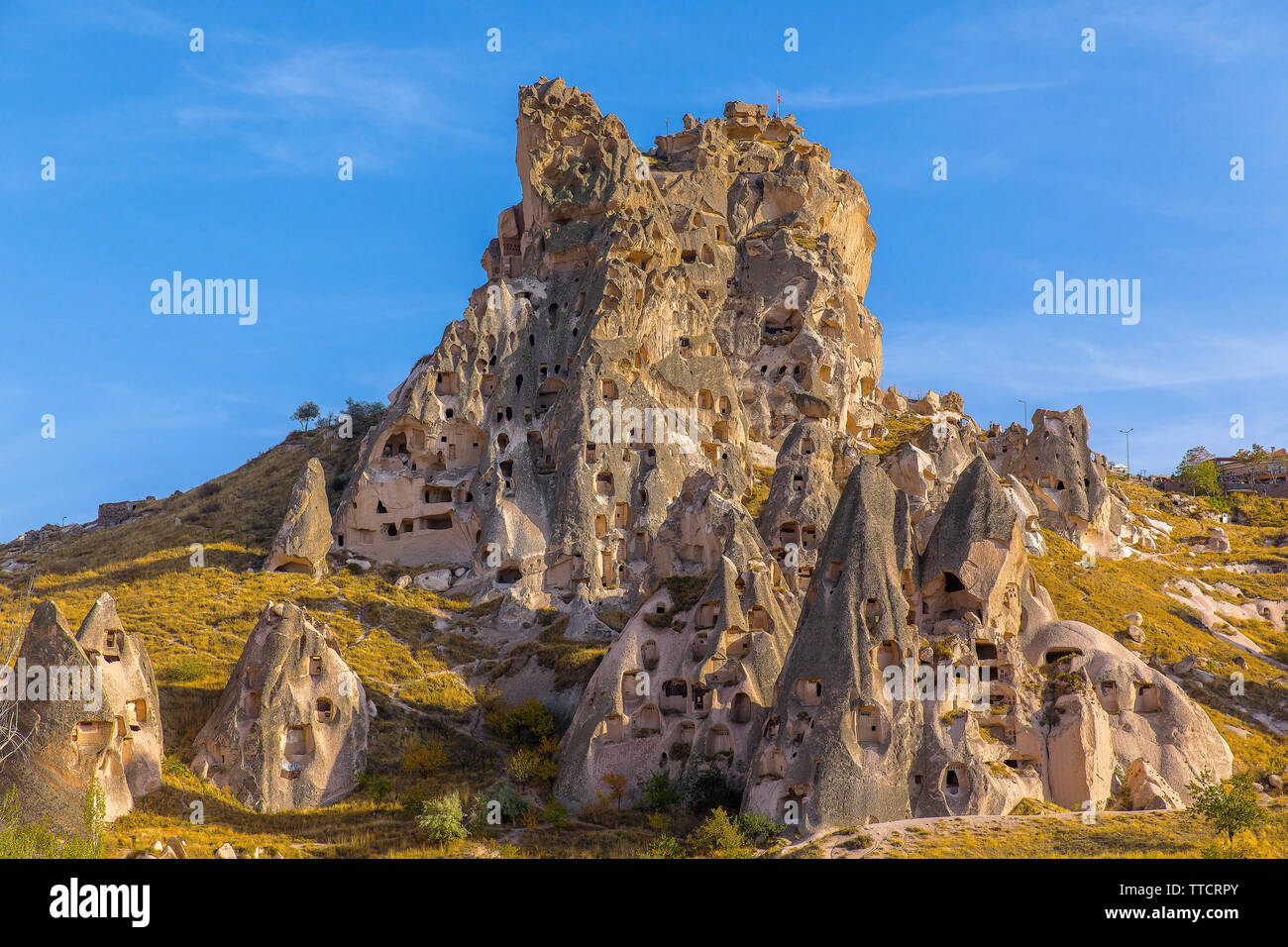 Il tufo vulcanico formazioni in Turchia della Cappadocia. Foto Stock