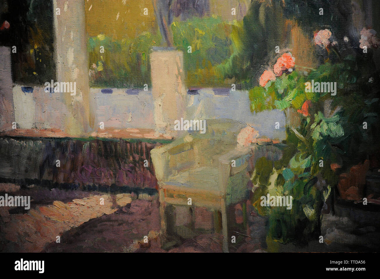 Joaquin Sorolla y Bastida (1863-1923). Pittore spagnolo. Giardino della casa Sorolla (Jardin de la Casa Sorolla, 1920). Dettaglio. Olio su tela. Museo Sorolla. Madrid. Spagna. Foto Stock