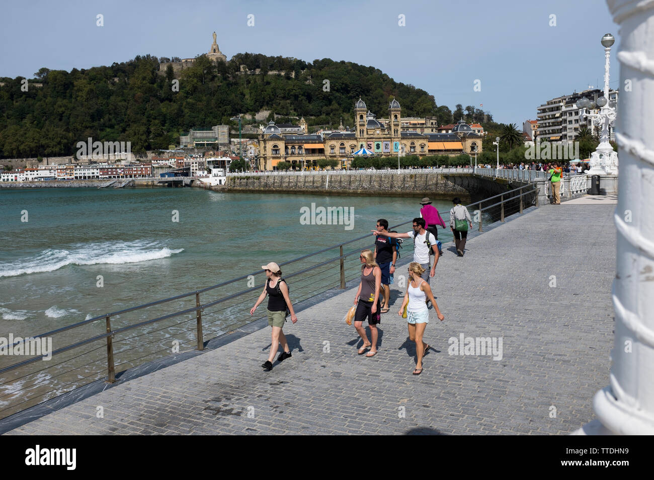 Playa de la Concha Beach a San Sebastian nel Paese Basco in Spagna Foto Stock