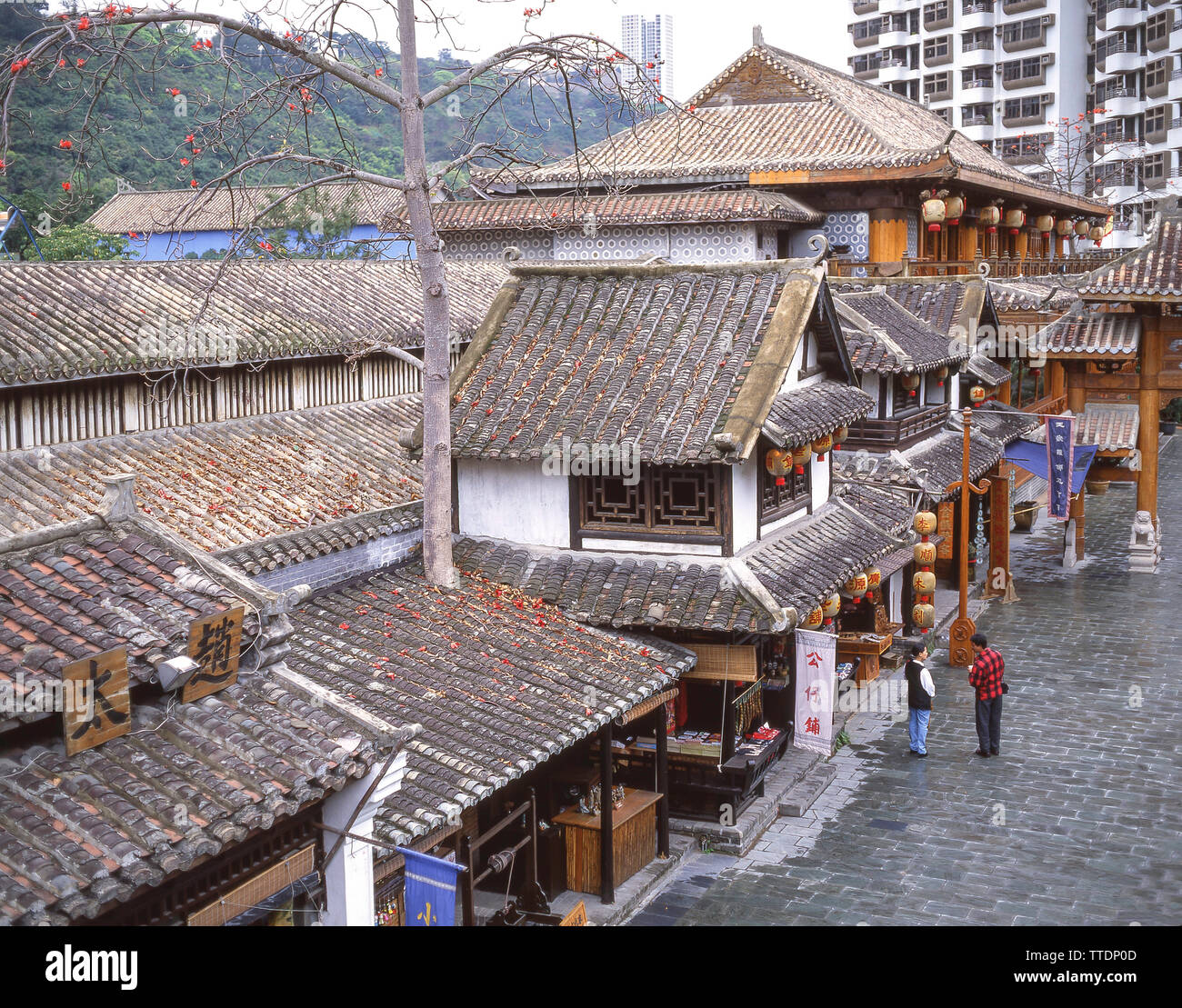 Edifici tradizionali, Dinastia Sung Village, Kowloon, Hong Kong, Repubblica Popolare di Cina Foto Stock