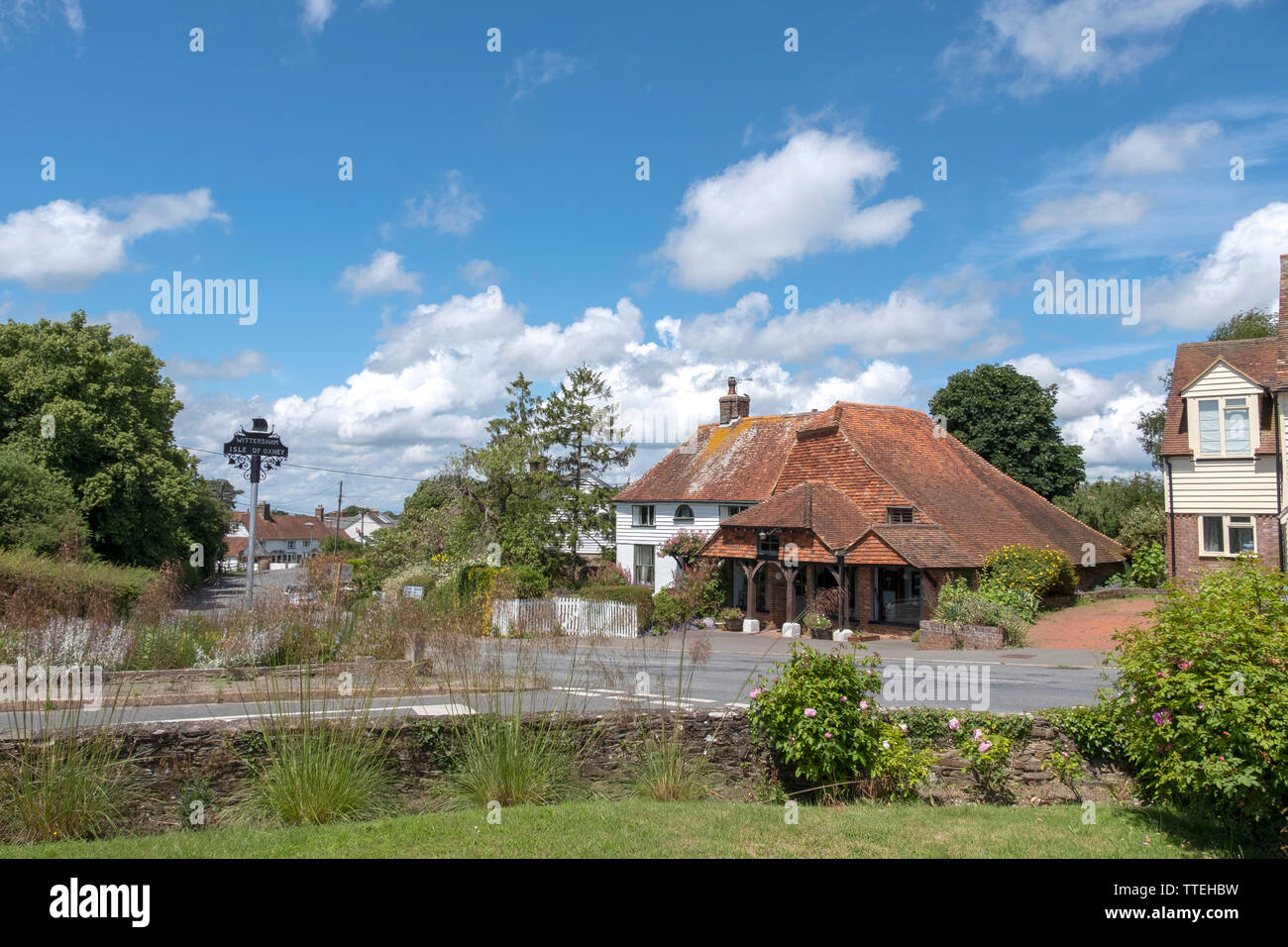 Wittersham, Kent, Regno Unito. Tradizionale tetto a scorrimento Foto Stock