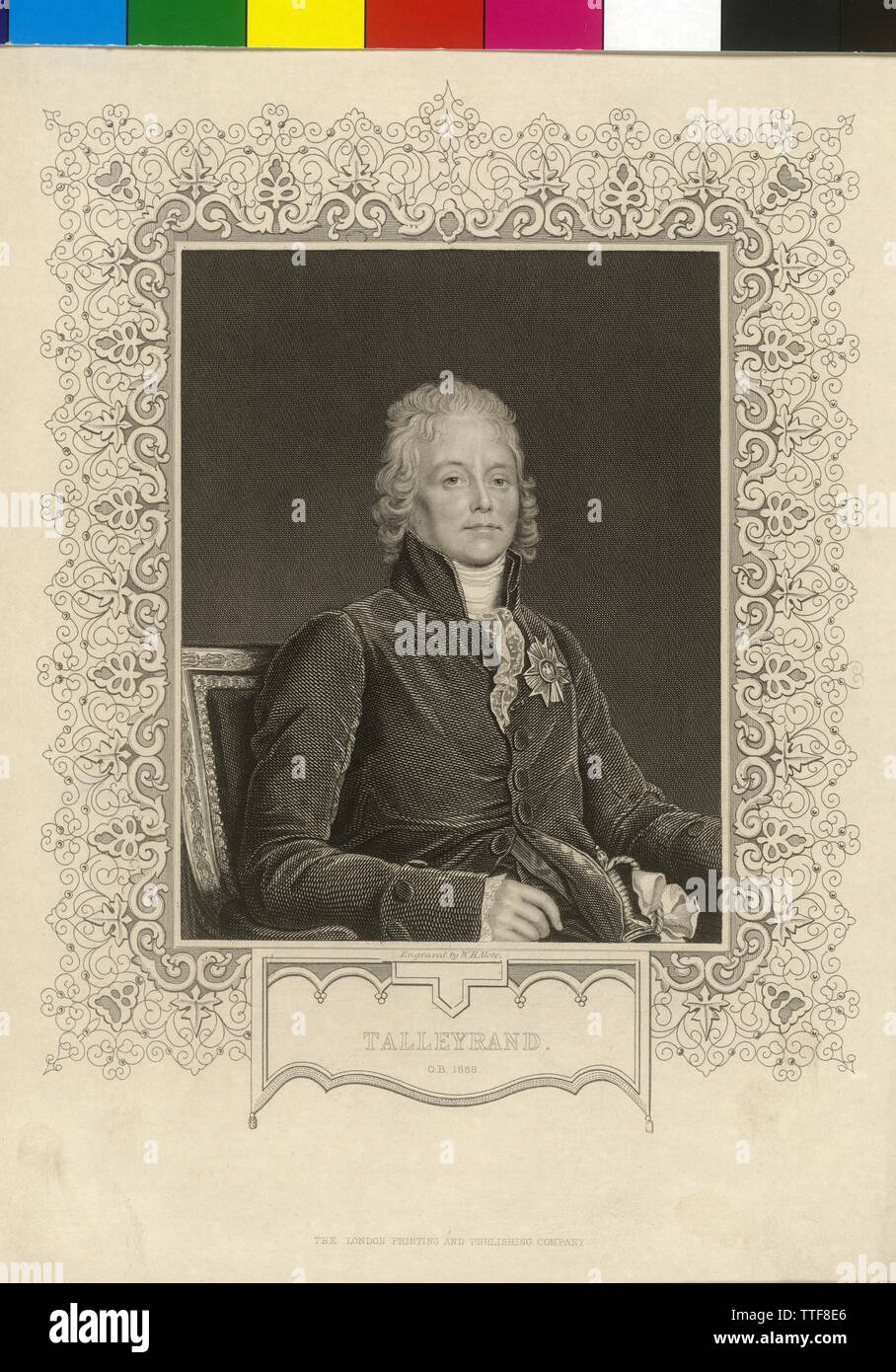 Talleyrand-Perigord, Charles Maurice duca, acciaio incisione di W. H. Mote, artista del diritto d'autore non deve essere cancellata Foto Stock