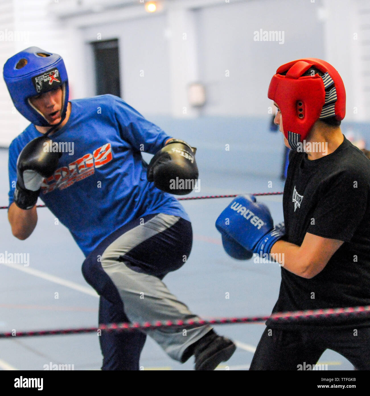 Giovani kickboxers, Lione, Francia Foto Stock