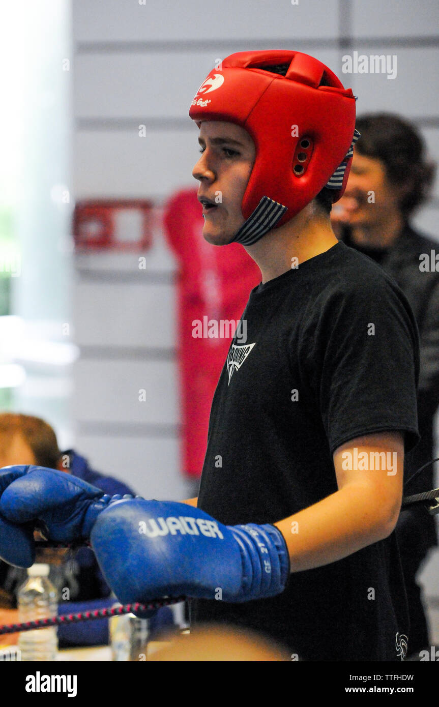 Giovani kickboxers, Lione, Francia Foto Stock