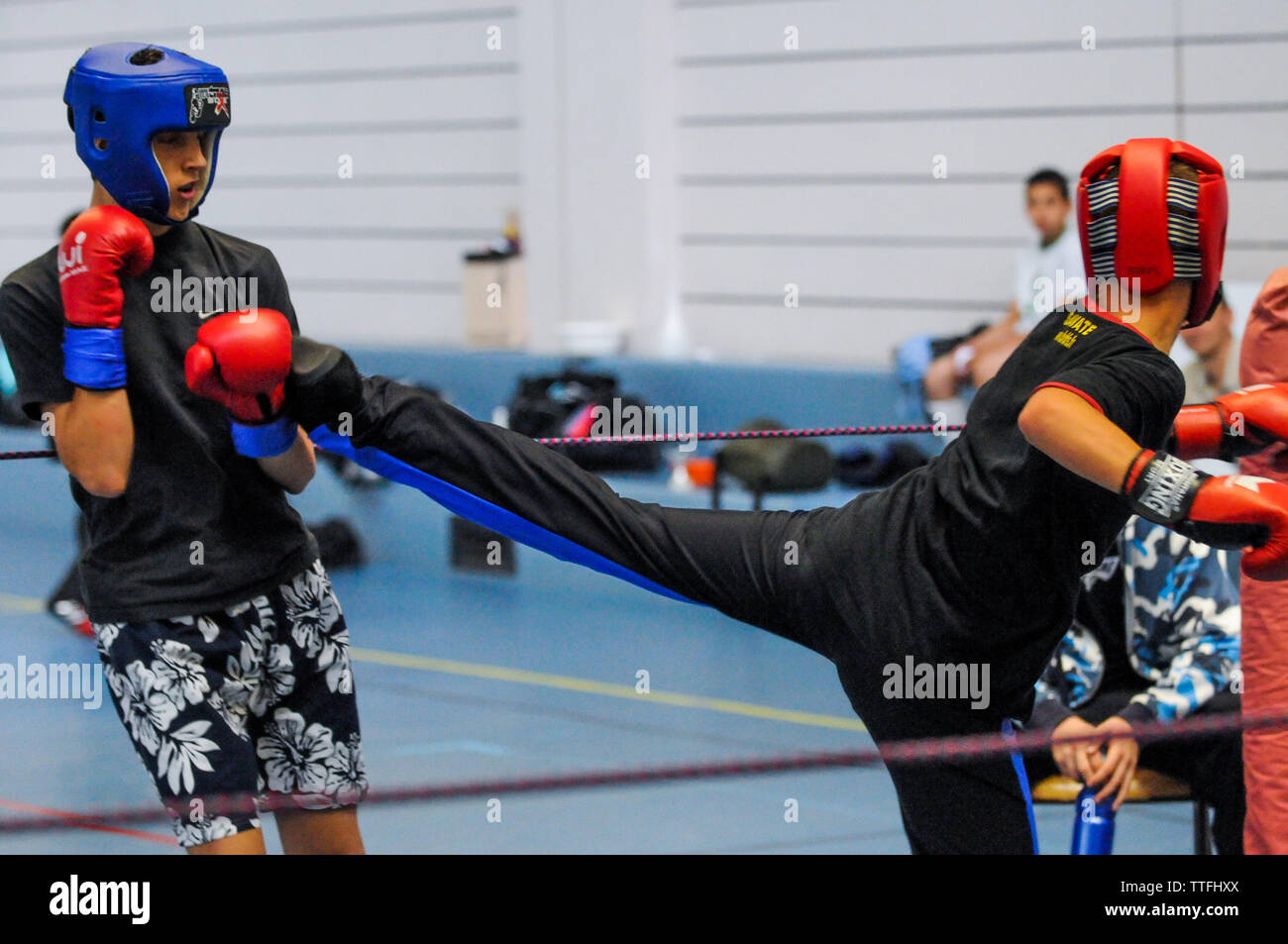 Giovani kickboxers, Lione, Francia Foto Stock