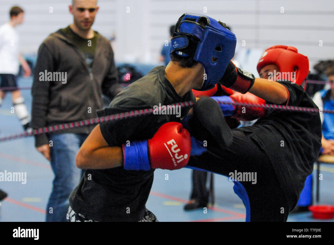 Giovani kickboxers, Lione, Francia Foto Stock