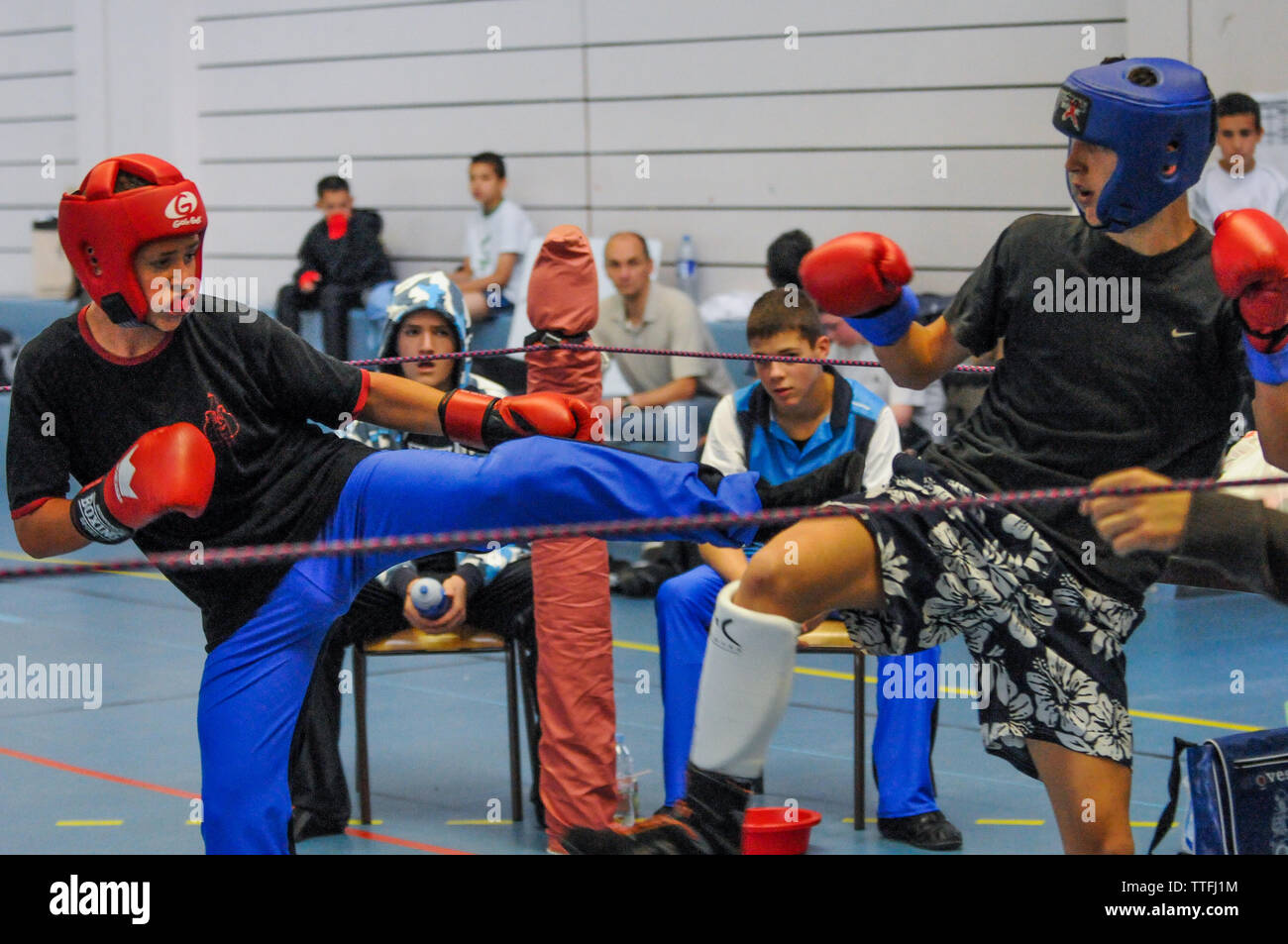 Giovani kickboxers, Lione, Francia Foto Stock