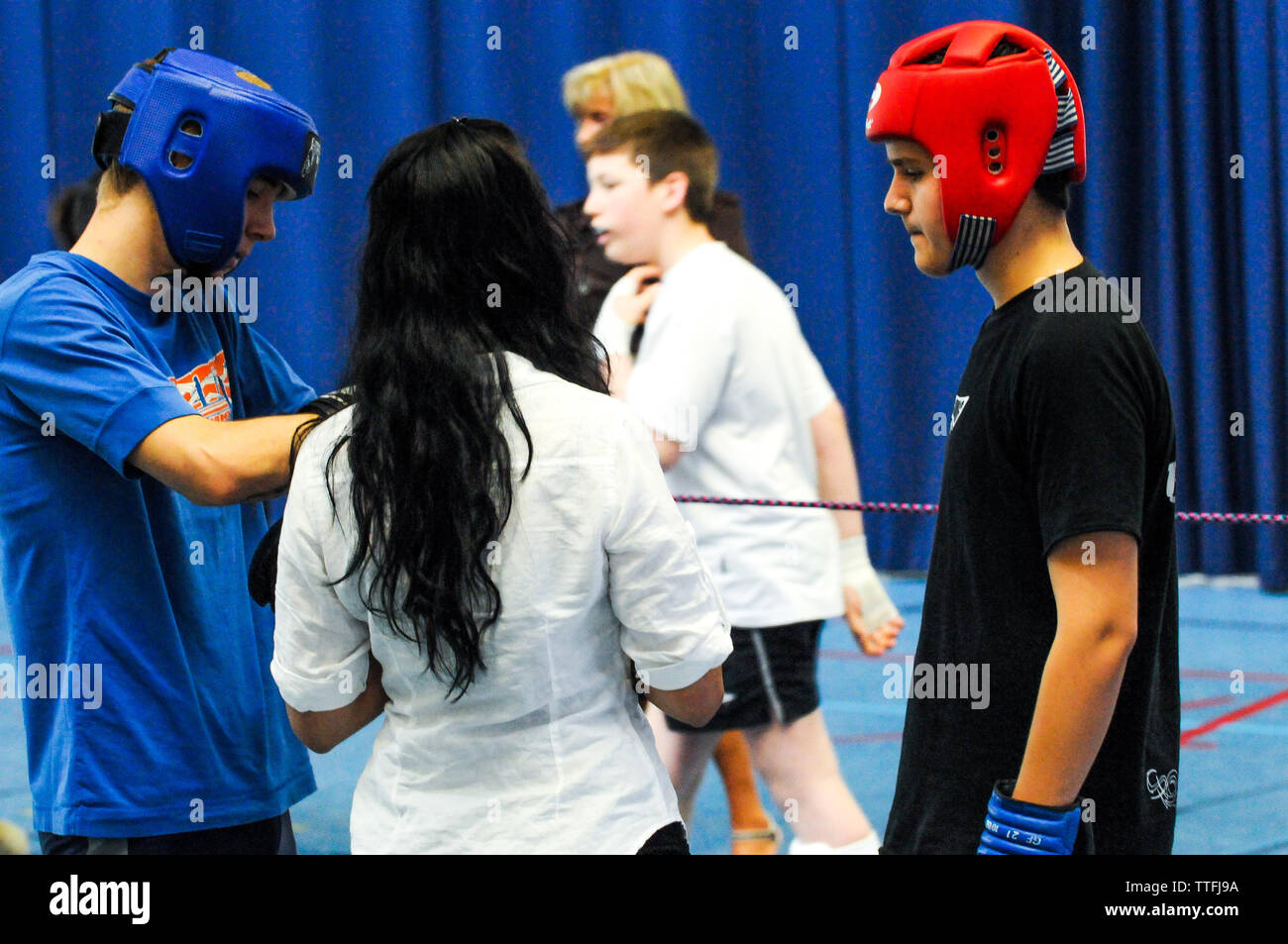 Giovani kickboxers, Lione, Francia Foto Stock