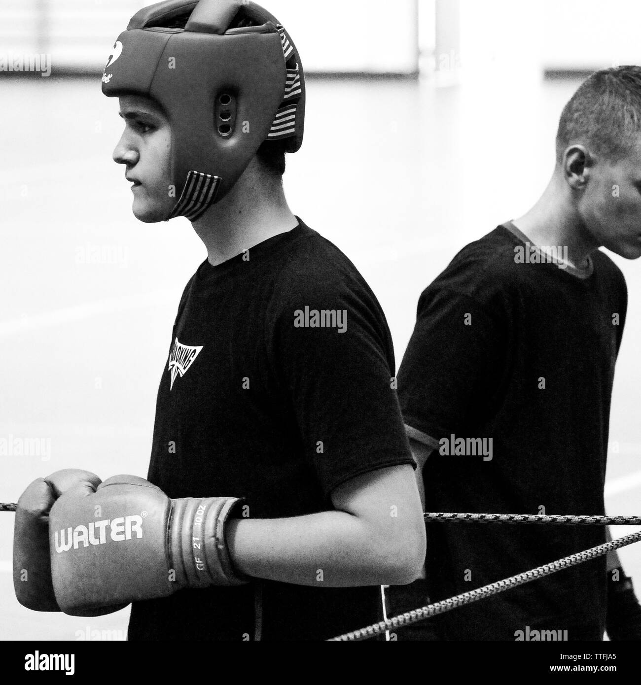 Giovani kickboxers, Lione, Francia Foto Stock