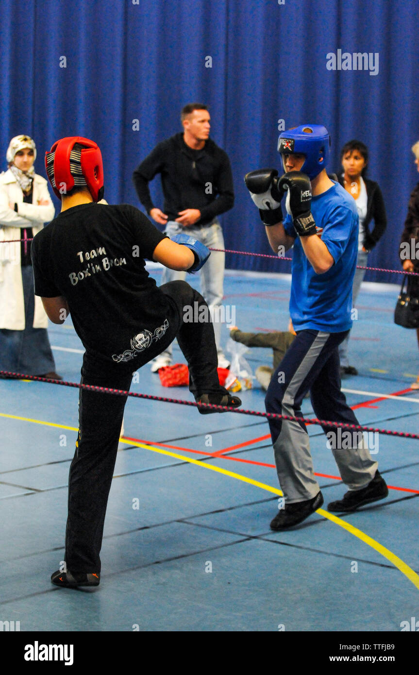 Giovani kickboxers, Lione, Francia Foto Stock