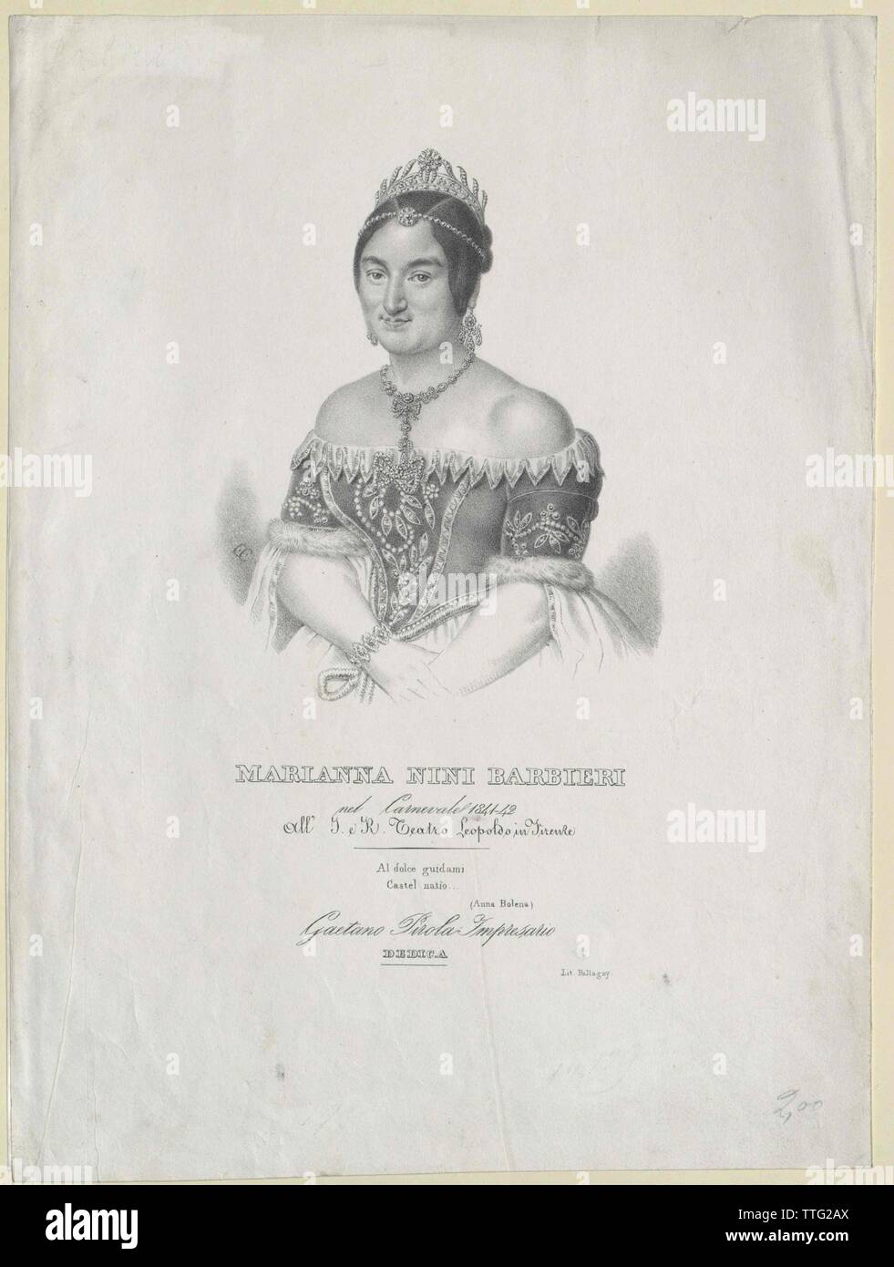 Barbieri, Marianna, songstress Italiano, membro dell'Opera Viennese 1848, Additional-Rights-Clearance-Info-Not-Available Foto Stock