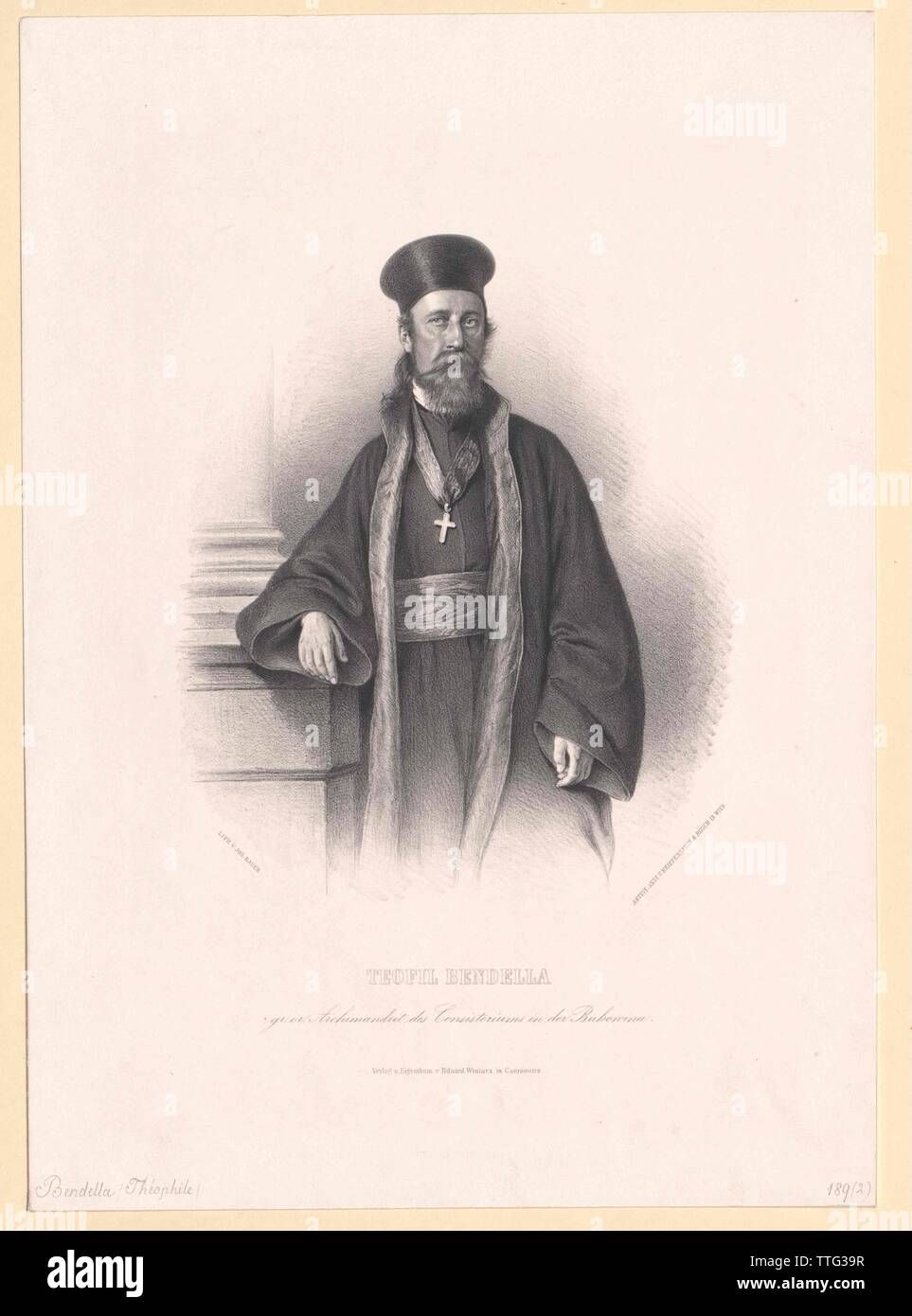 Bendella, Teofil, Vicario generale e concistoriali-Archimandrita del Bukovina, membro del consiglio imperiale circa 1860 / 1870, Additional-Rights-Clearance-Info-Not-Available Foto Stock