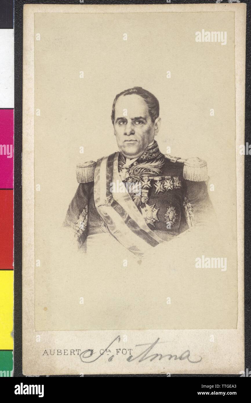 Santa Anna, Antonio Lopez de, ritratto, metà sinistra, Additional-Rights-Clearance-Info-Not-Available Foto Stock