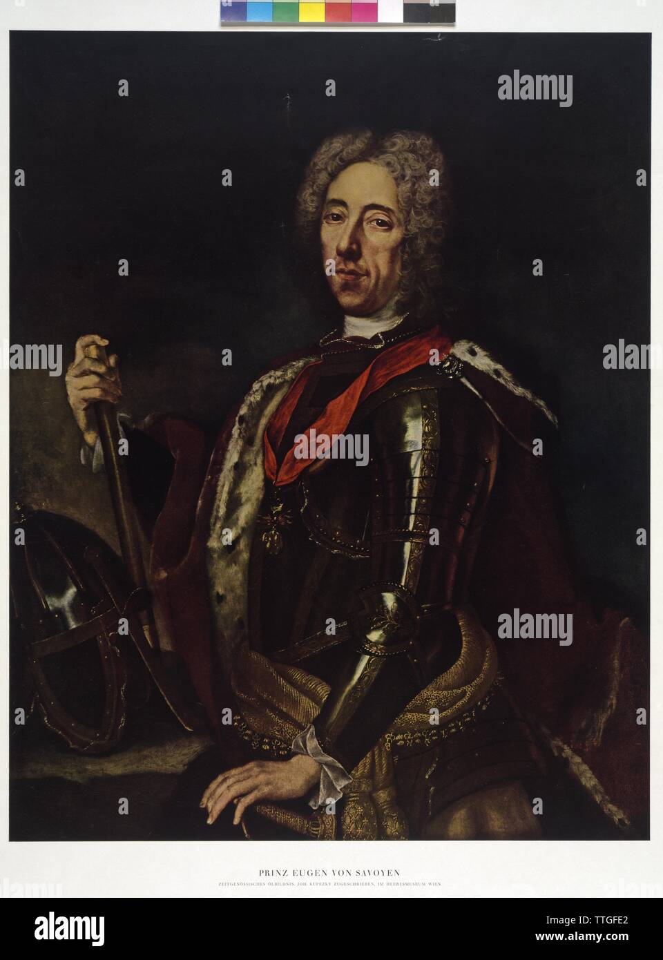 Il principe Eugenio di Savoia, la stampa a colori sulla base di un dipinto di Johann Kupetzky, Additional-Rights-Clearance-Info-Not-Available Foto Stock