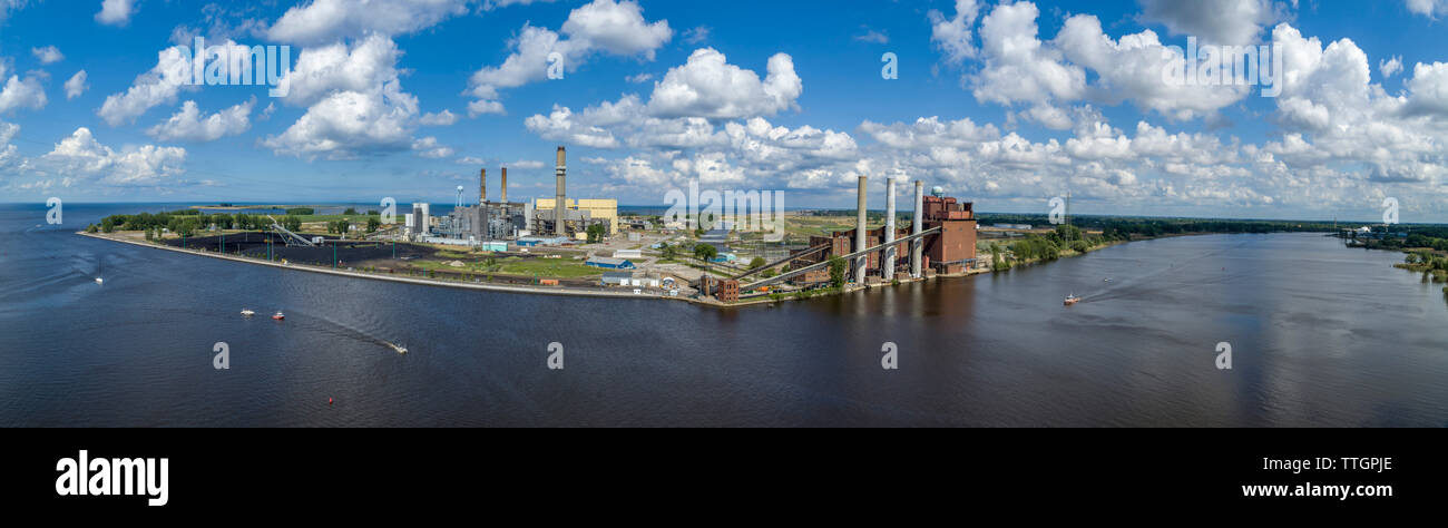 Centrali a carbone vegetale, Saginaw Bay, Michigan Foto Stock