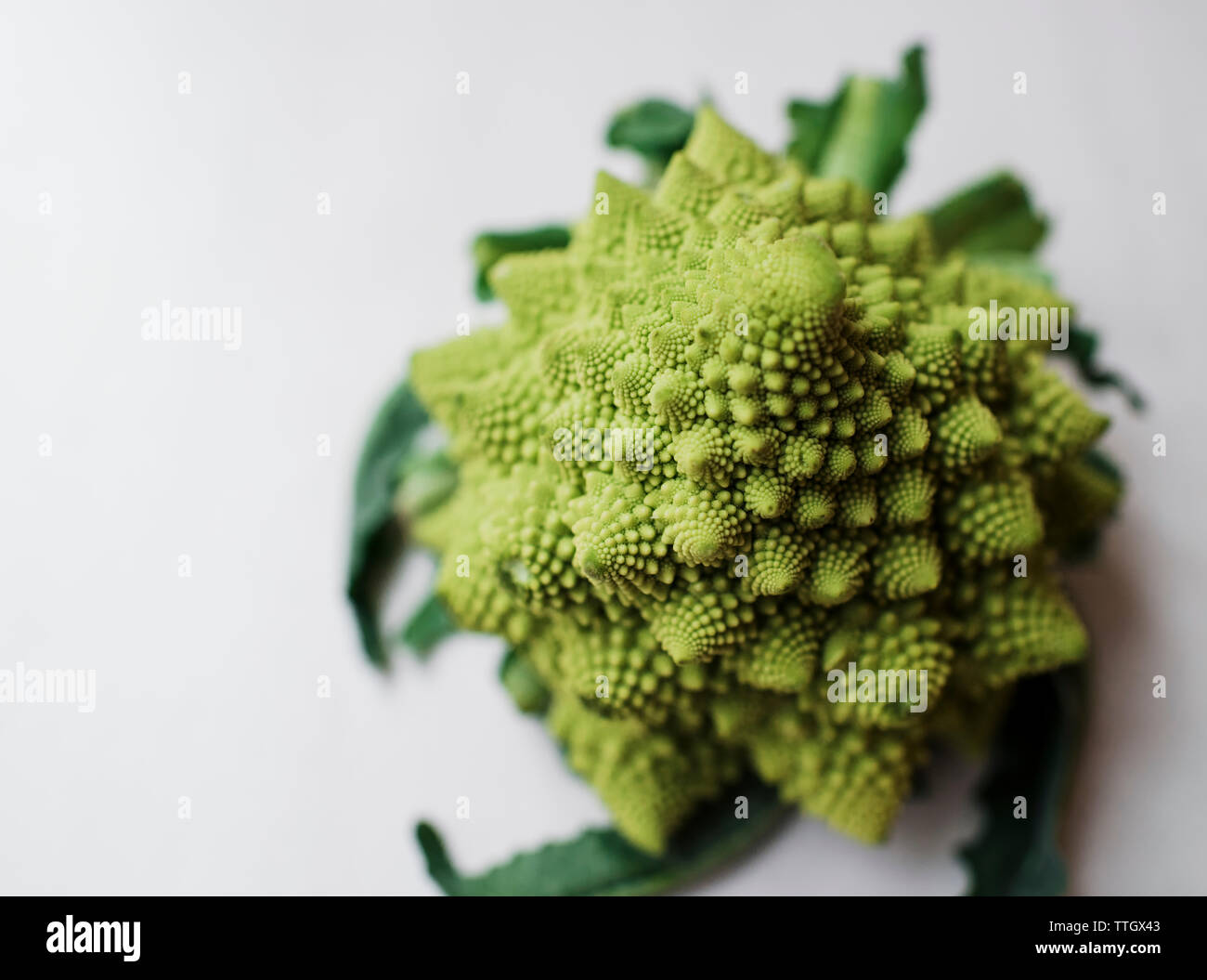 Sopra la testa vista di romanescu broccoli, verdura verde Foto Stock